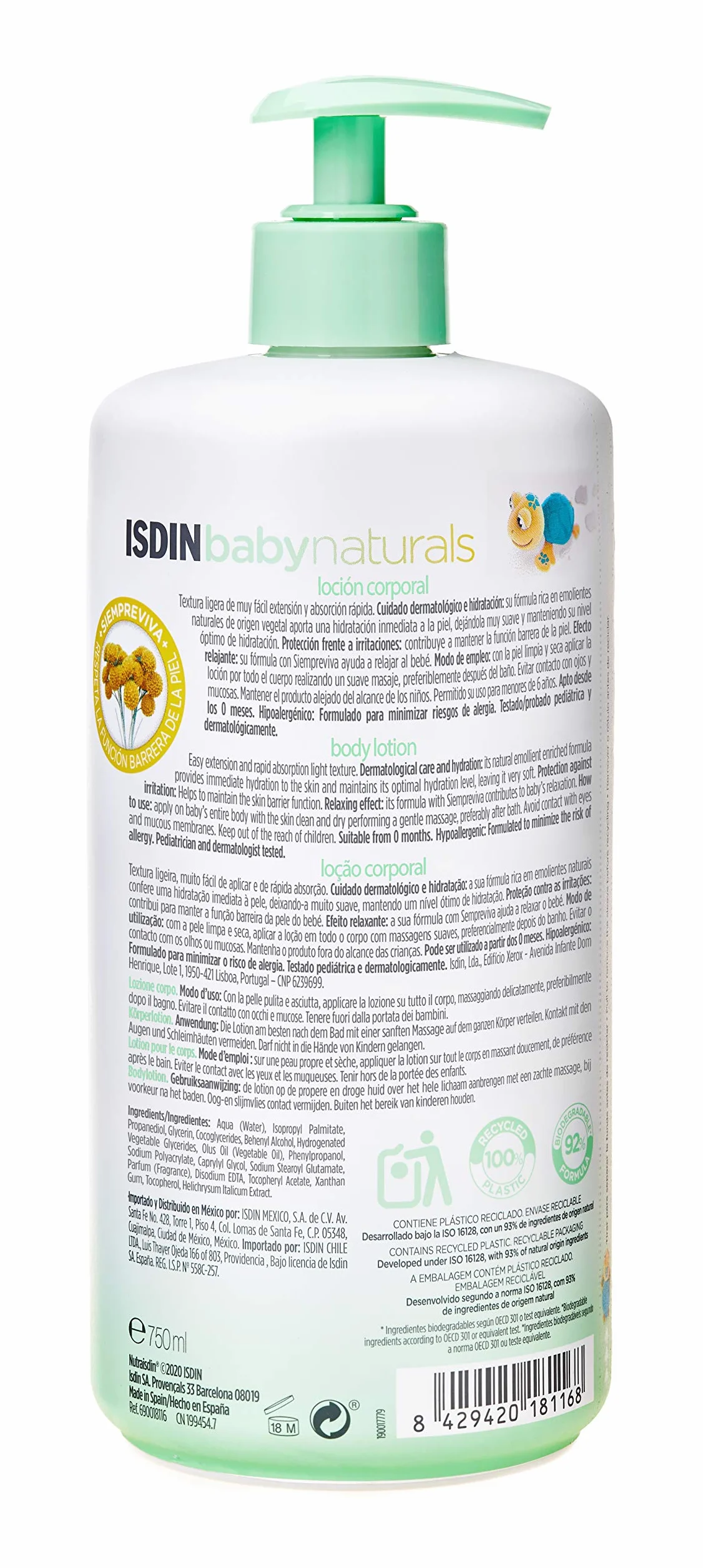 NutraISDIN Baby Naturals nawilżający balsam do ciała dla niemowląt 750 ml