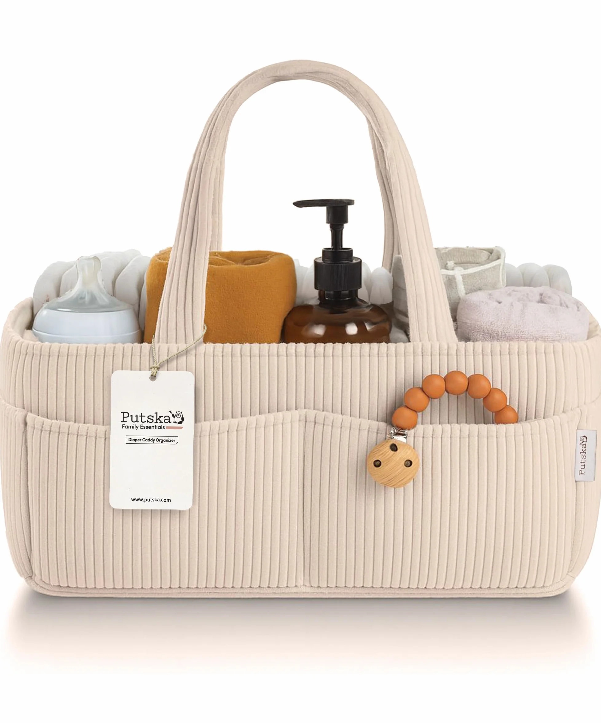 PUTSKA Organizer na pieluchy dla niemowląt na stół do przewijania – stylowy kosz do przechowywania w pokoju dziecięcym, niezbędne artykuły dla noworodka, prezenty na baby shower i niezbędne artykuły