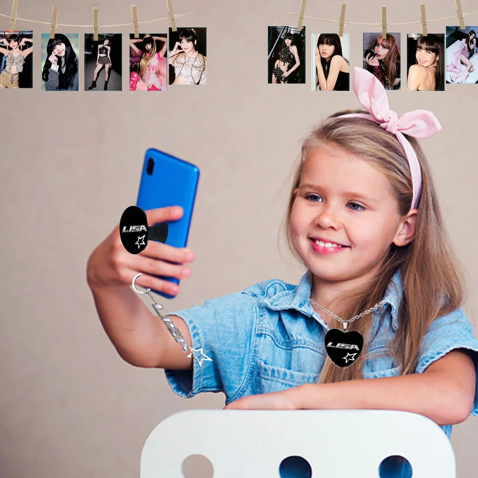 Akcesoria Blackpink Lisa zestaw upominkowy Lalisa torba ze smyczą naklejki na klucze papier fotograficzny
