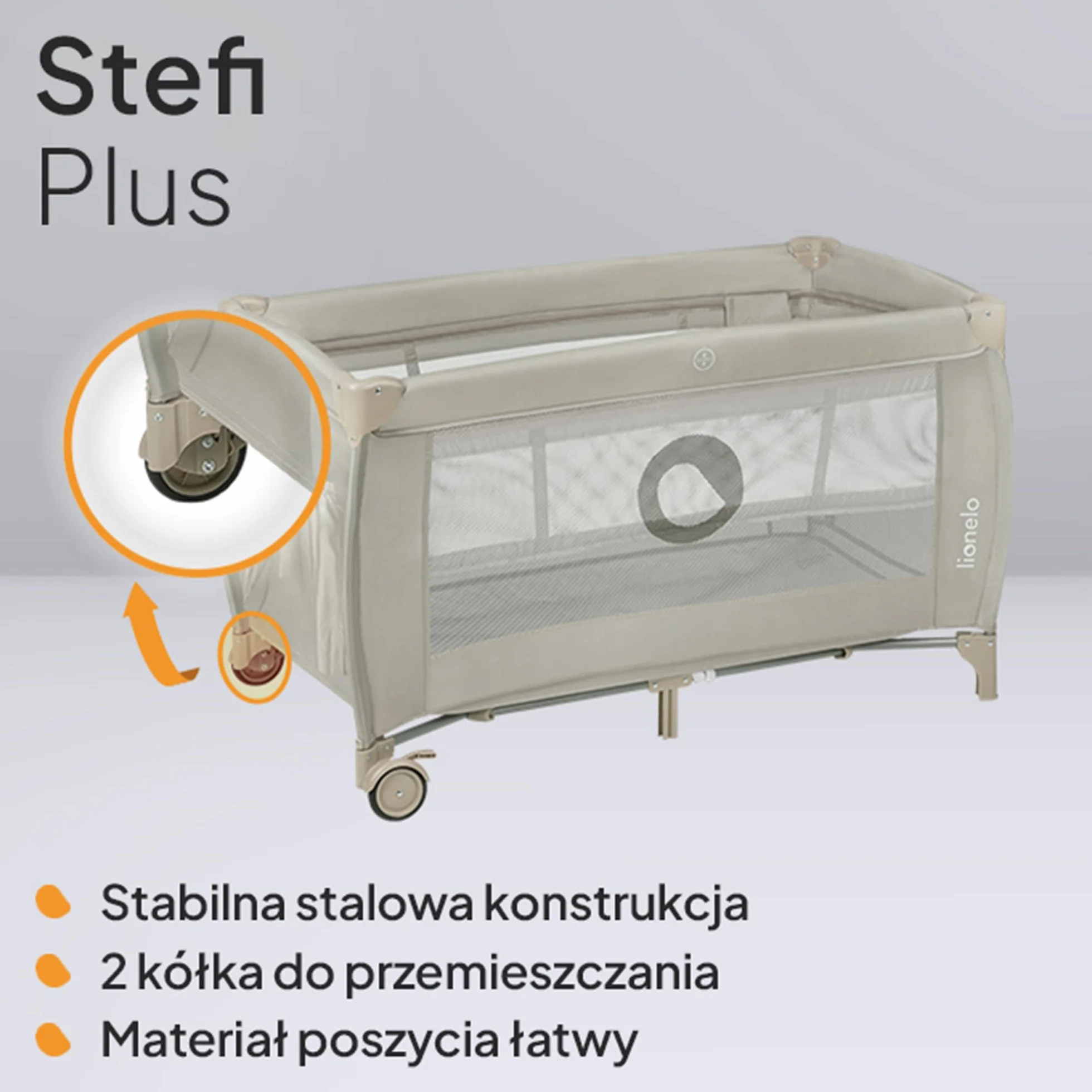 LIONELO Stefi Plus łóżeczko turystyczne 2 w 1 do 15 kg, łóżko dziecięce z materacem, boczne wejście z zamkiem błyskawicznym, wysokiej jakości materac piankowy, szybkie składanie