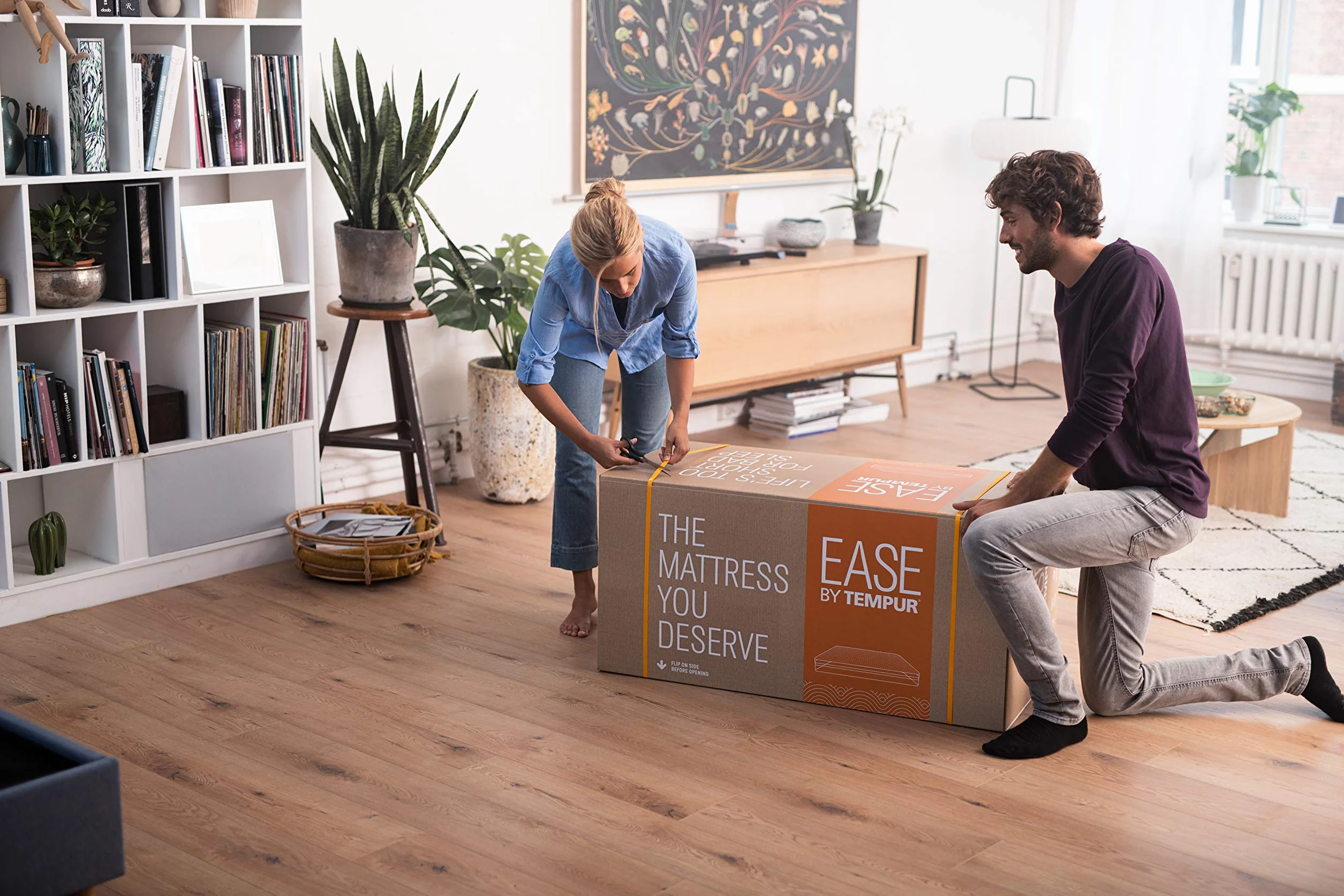 TEMPUR EASE materac rolowany 90 x 200 cm – wysokość 18 cm z pianką memory, uczucie leżenia, średnio twardy, poszewka nadająca się do prania, biały