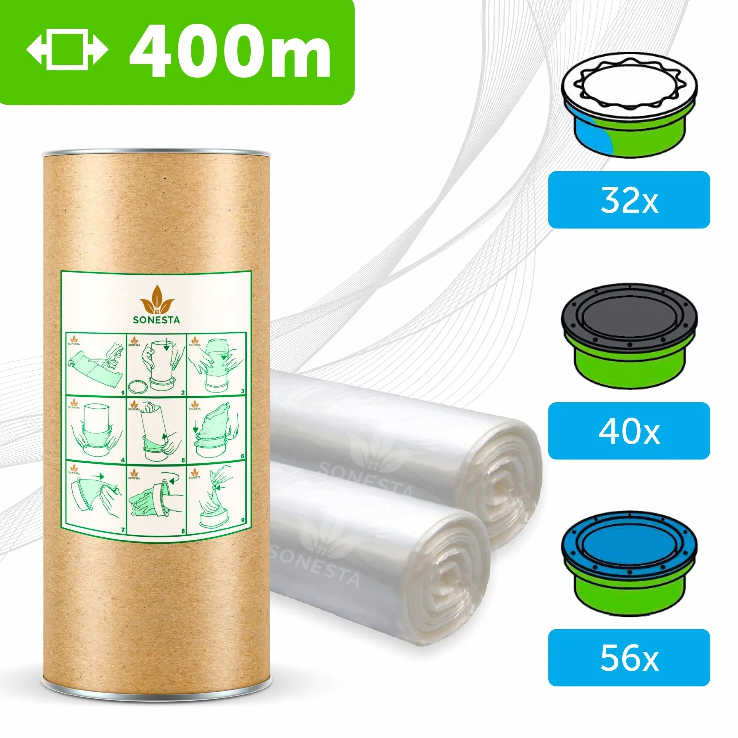 Eco Refill Wkład do Kosza na Pieluchy, Przezroczysty, 400 m