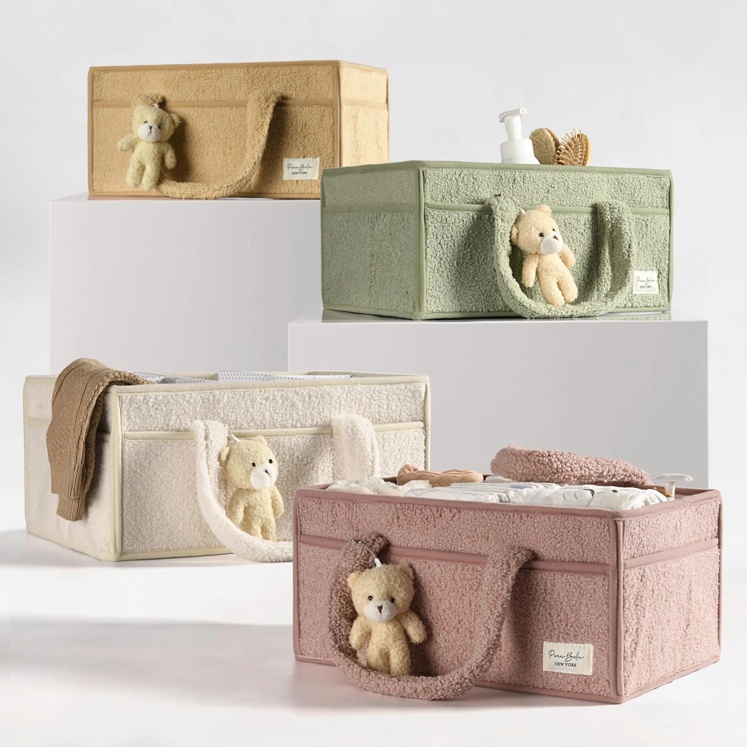PeraBella Organizer na pieluchy dla niemowląt na stół do przewijania, kosz do przechowywania pieluch i chusteczek dla niemowląt, prezent na baby shower, organizer samochodowy na pieluchy, przenośny