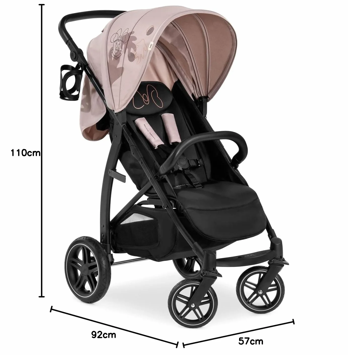 Hauck Spacerówka Rapid 4D do 25 kg, Szybkie Składanie, Filtr UV 50+, Gumowe Koła, Uchwyt na Napój, Regulacja Wysokości, Kosz na Zakupy, Minnie Mouse Rose