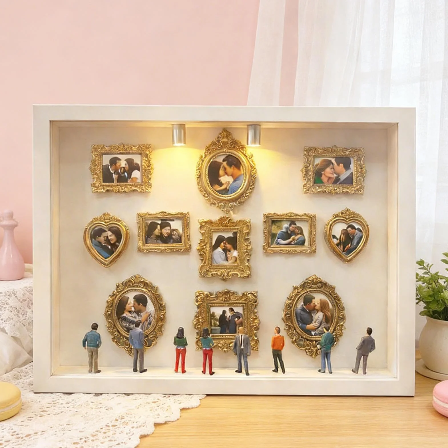 Mini muzeum ramka na zdjęcia – ręcznie wykonana dekoracja stołu – ramka na zdjęcia w kształcie sylwetki, do domu, biura, salonu, sypialni, gabinetu, pokoju dziecięcego, toaletki, biurka