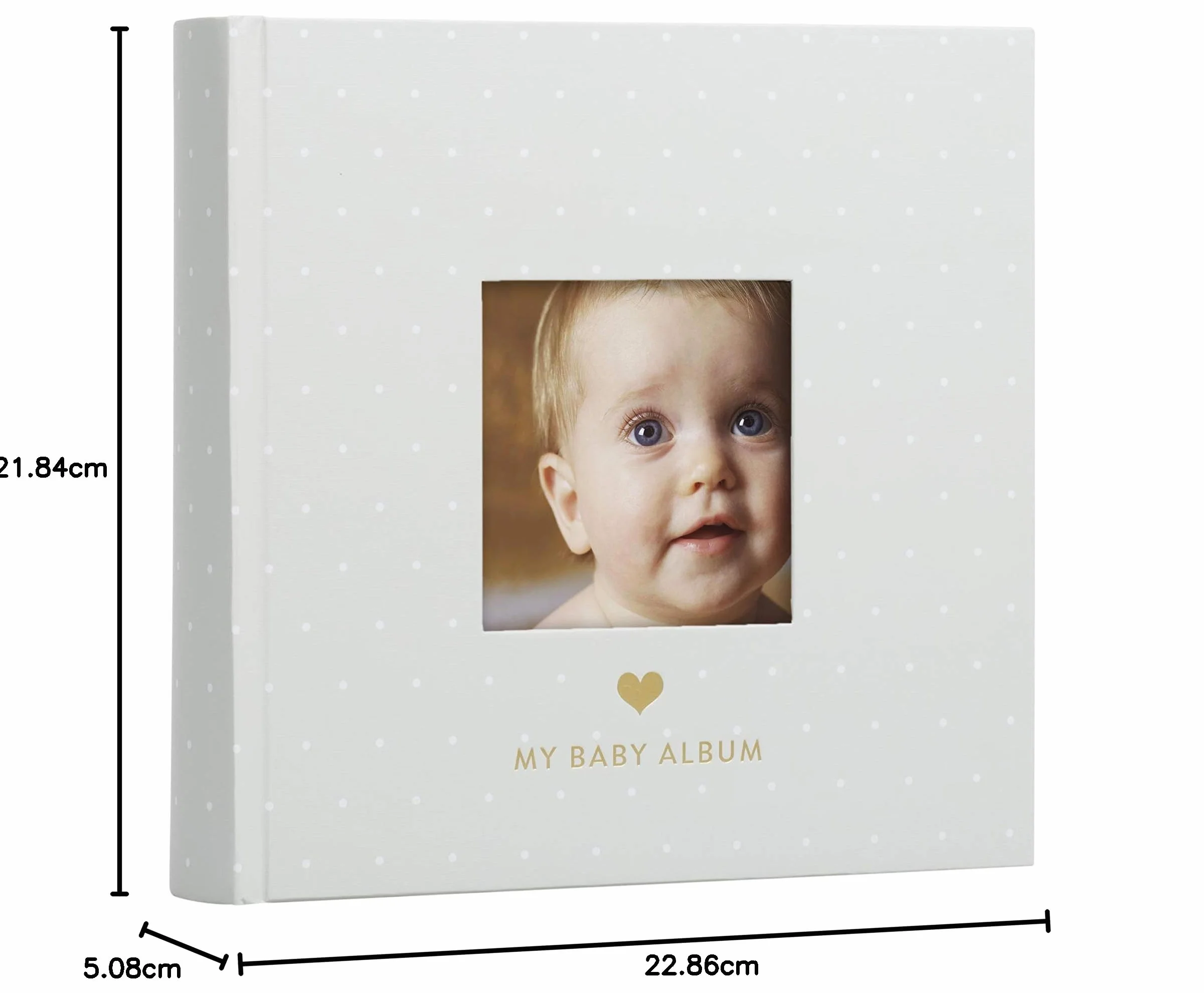 Pearhead Album fotograficzny 50 stron szary z białymi kropkami prezent dla dziecka chrzest
