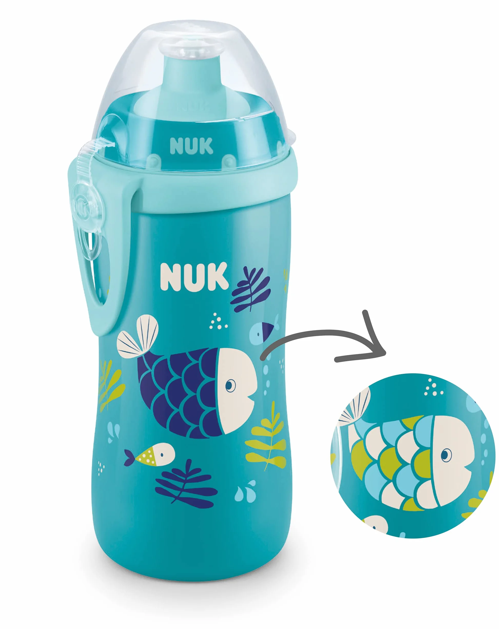 NUK Junior Cup butelka do picia z efektem kameleona | 18+ miesięcy | ze zmianą koloru | szczelny kubek do nauki picia z przyssawką Push-Pull | klips i nasadka ochronna | nie zawiera BPA | 300 ml |