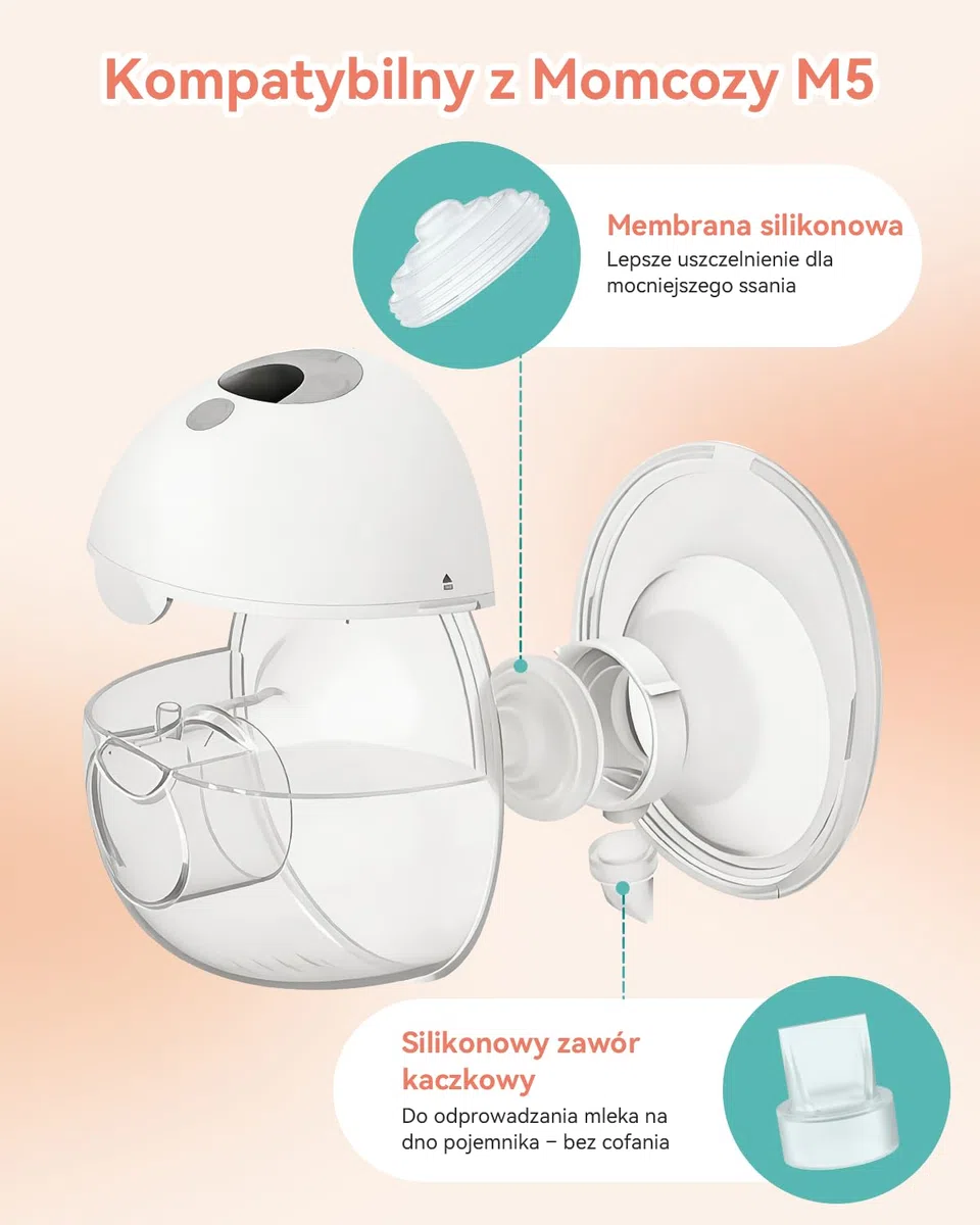Części zamienne do laktatora Momcozy M5, w zestawie 4 silikonowe zawory z dzióbkiem kaczki i 2 silikonowymi pompkami do mleka, bez BPA, przenośne akcesoria do laktatora