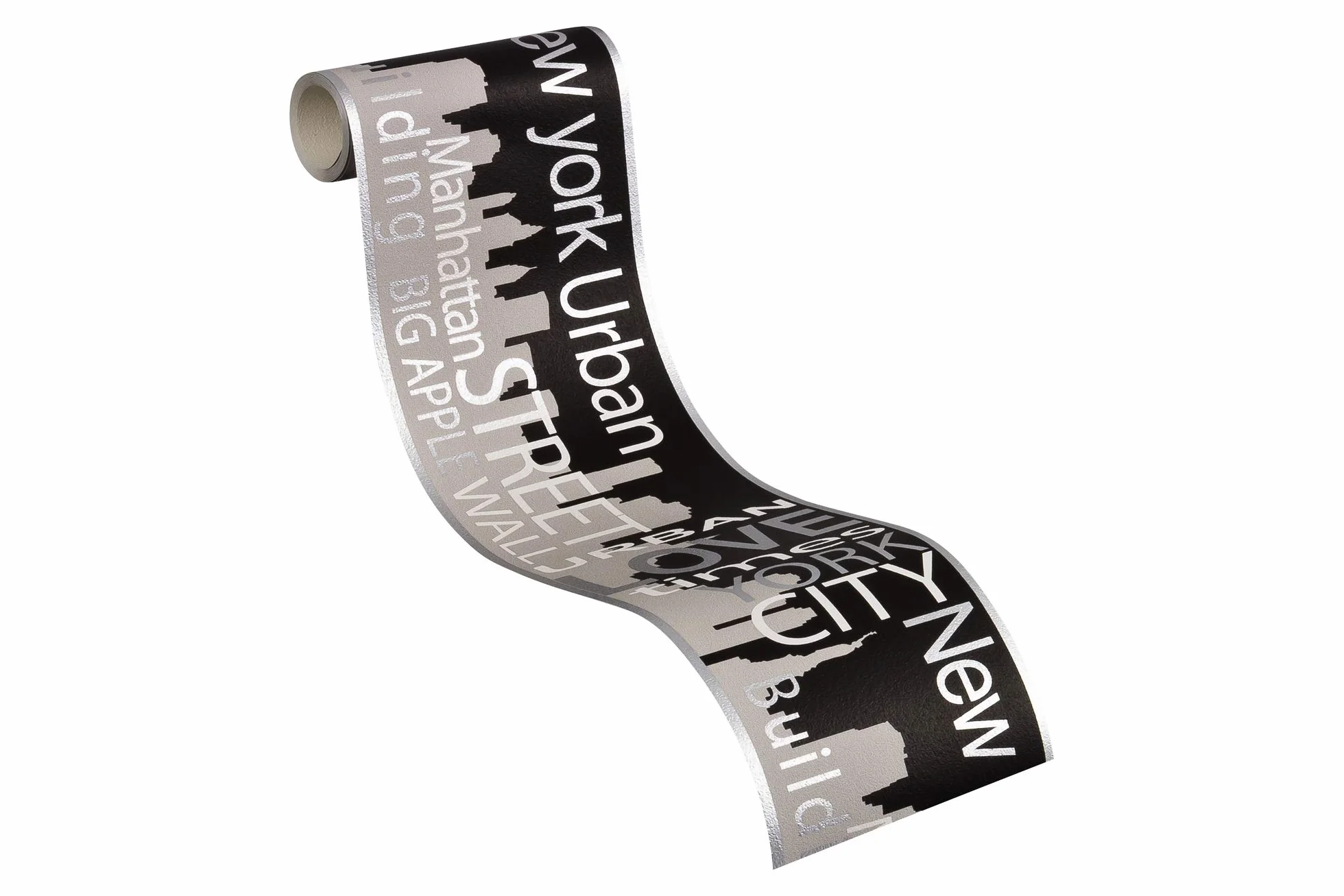 A.S. Création Bordiura Boys & Girls Papier New York City 5,00 m x 0,13 m szary metaliczny czarny Made in Germany oddychający regulujący wilgotność przyjazny dla środowiska 935671 93567-1