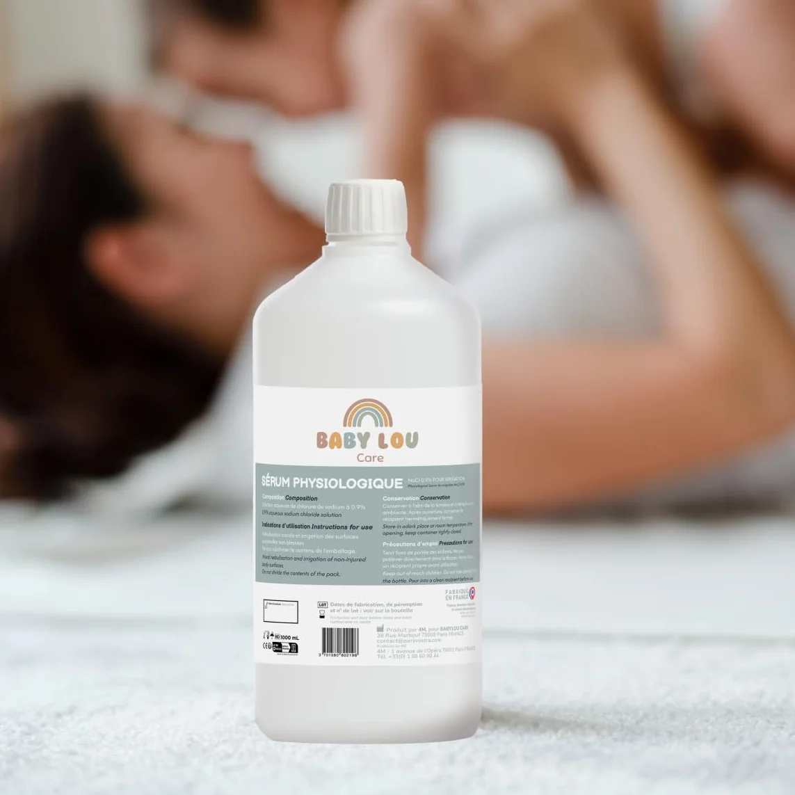 Roztwór fizjologiczny w butelce 12x1L | NaCl 0,9% | Wyprodukowano we Francji | Mycie jamy nosowej | Higiena nosa | Do nawadniania zewnętrznego