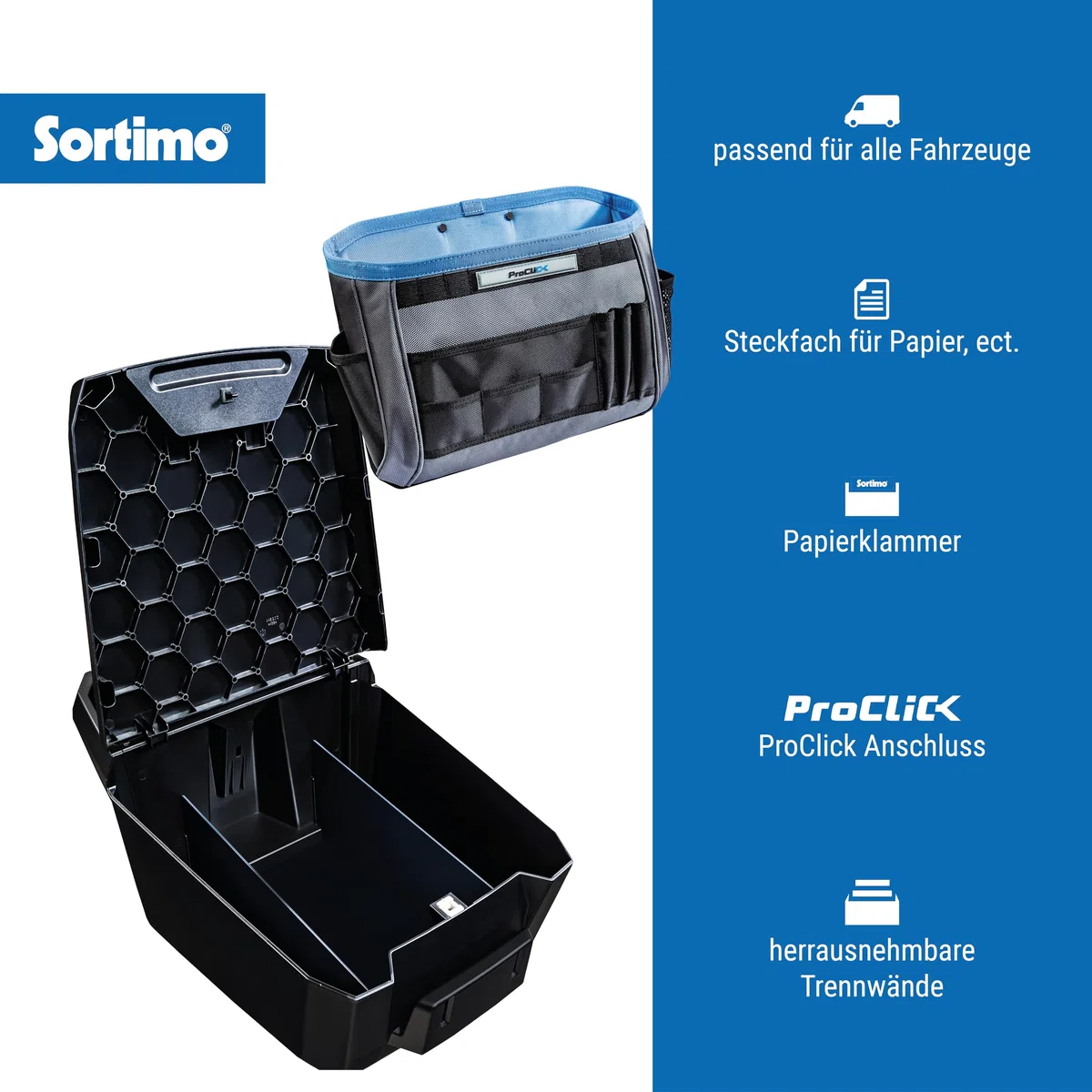 Sortimo AutoAssistent + organizer biurowy – zestaw, czarny/niebieski/szary