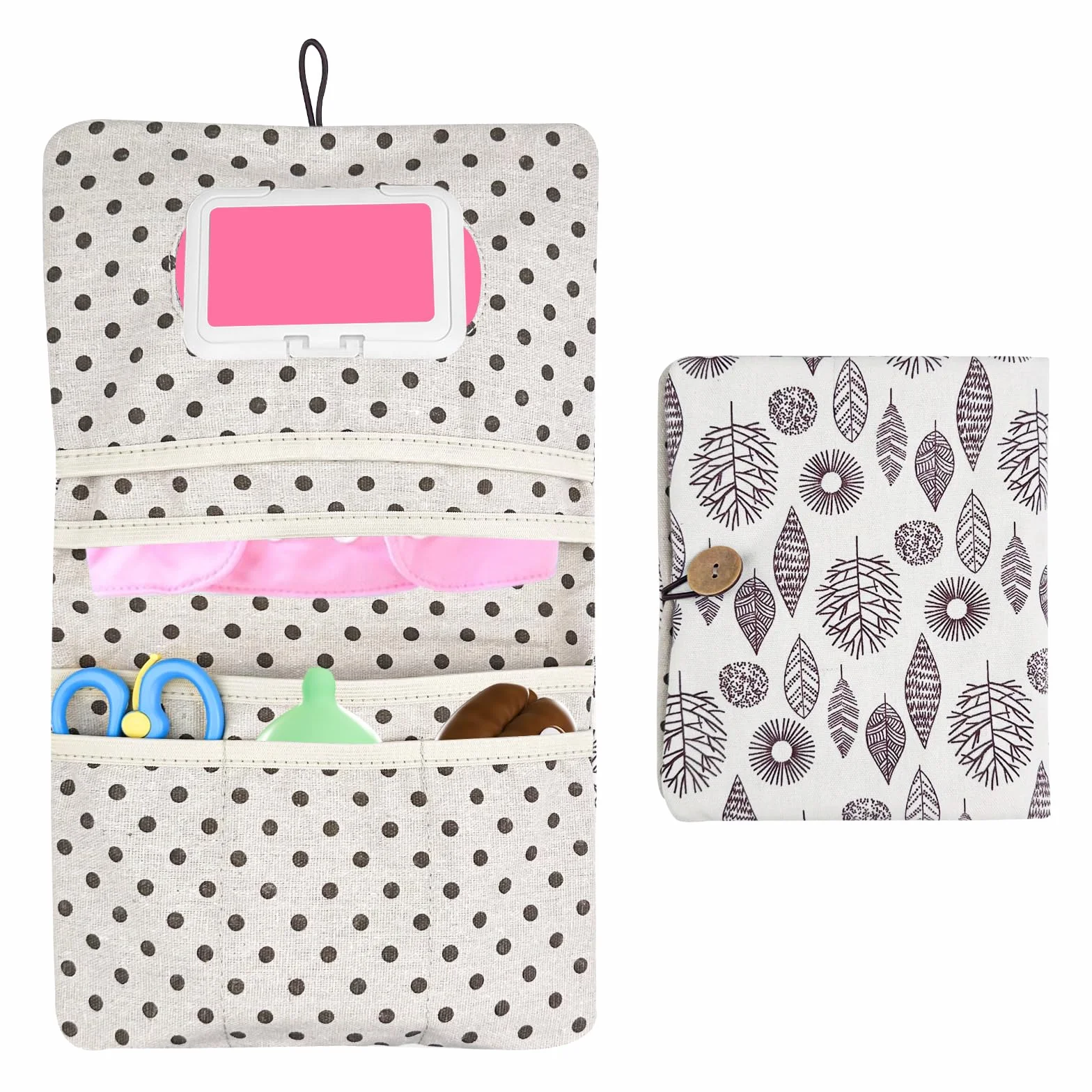 Torba na pieluchy 2w1, Organizer do domu, Kosmetyczka Liść