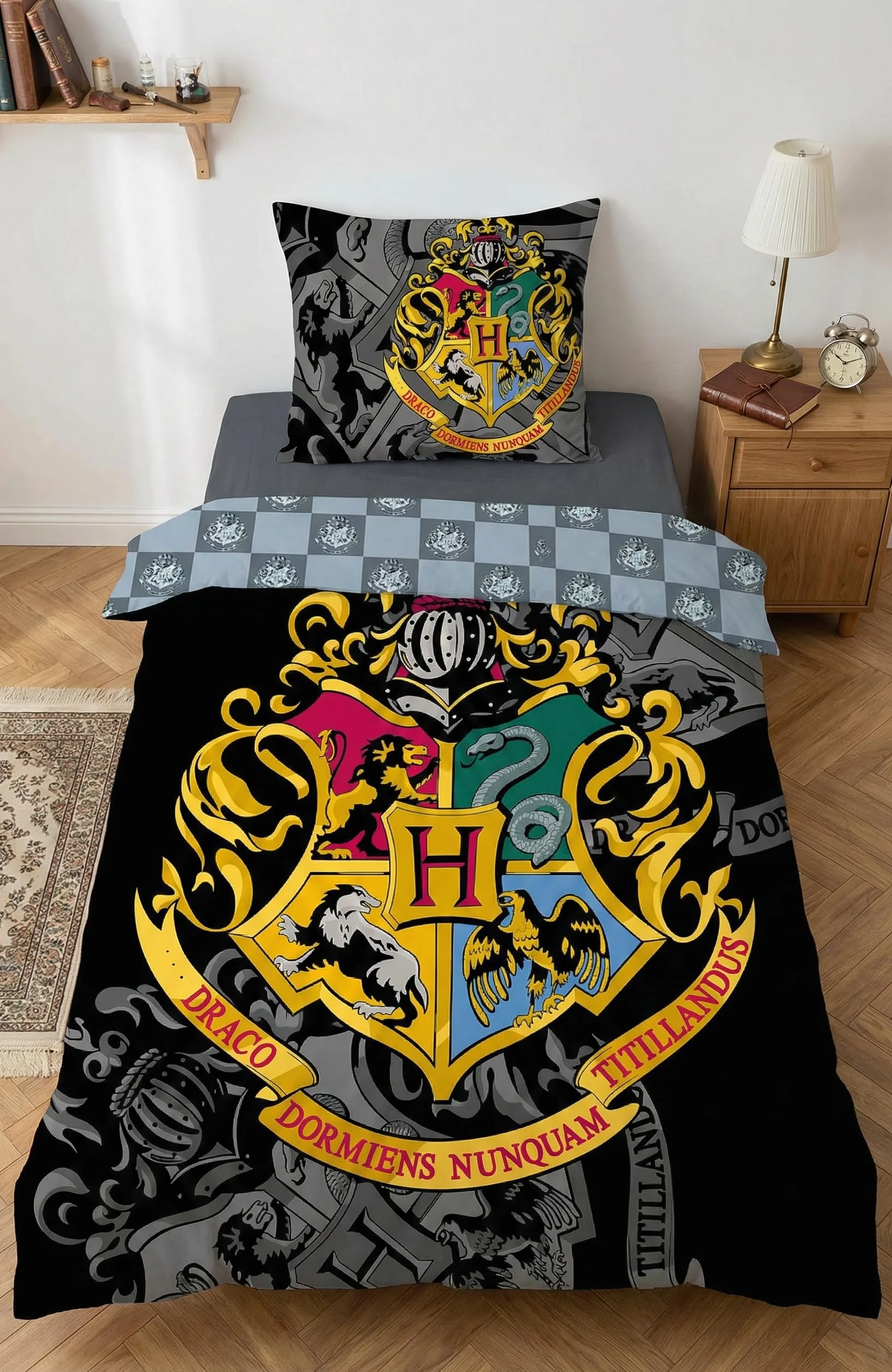 Setino Komplet pościeli Harry Potter 100% bawełna - dwustronna poszwa na kołdrę 140x200 cm + poszewka na poduszkę 65x65 cm
