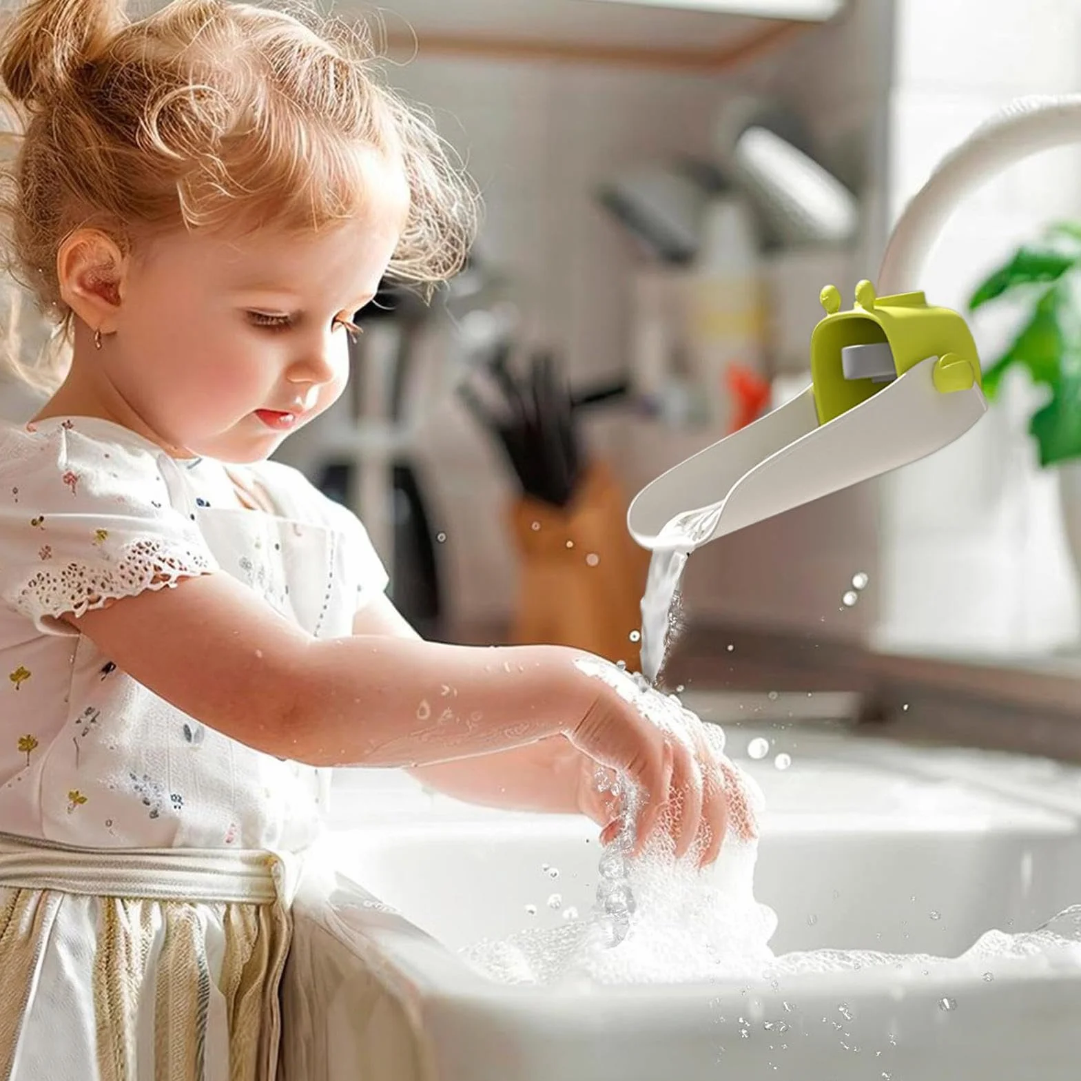Sink Spout Extender for Faucet, Adjustable Faucet Attachment, Safety Hand Wash Helper, Flexible Angle Design, Easy Installation, Kitchen, Bathroom, and School Use
