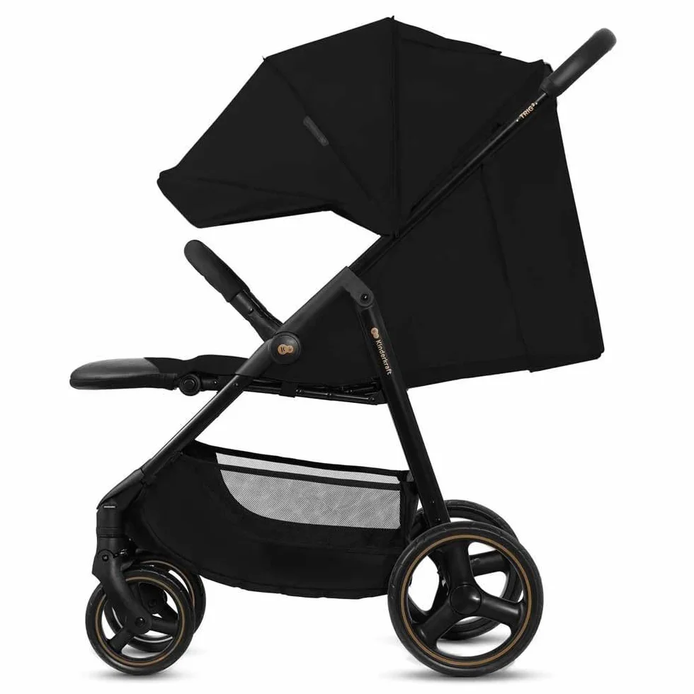 kk Kinderkraft TRIG 3 Wózek na wędkę, lekki, wydłużony stan, zawieszenie 4 koła, składany, 5-punktowa regulowana uprząż, podnóżek, do 25 kg, czarny