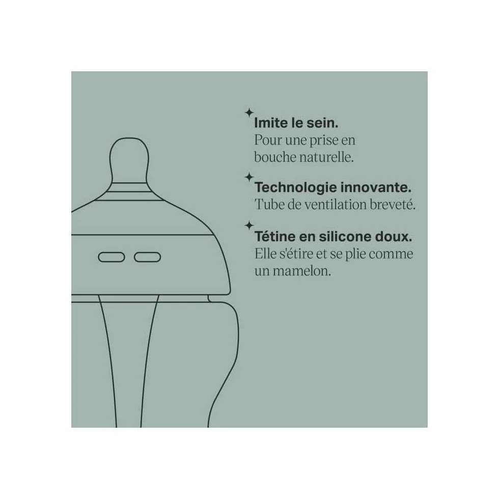 Tommee Tippee Antykolkowe butelki dla niemowląt, 260 ml, smoczek w kształcie piersi do naturalnego trzymania ust, antykolkowa rurka wentylacyjna. Zestaw 2 szt