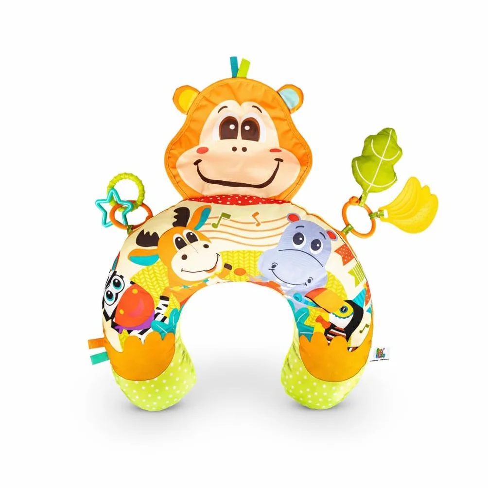BALIBAZOO Tummy Time poduszka do zabawy dla niemowląt, bez BPA, sensoryczna poduszka na brzuch z papierem trzaskającym, gryzakiem, piszczeniem i grzechotką – idealna do wspierania pozycji na brzuchu