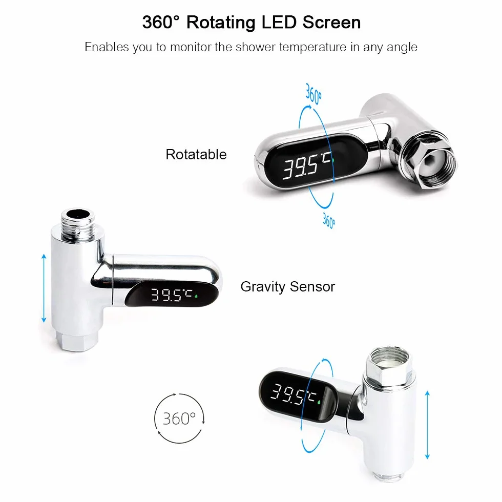 Cyfrowy wyświetlacz LED pod prysznic 0~100 ℃ Termometr do kąpieli dla niemowląt Celsjusza/Fahrenheita wyświetlacz obracający się o 360° do domu kuchni łazienki cyfrowy termometr prysznicowy