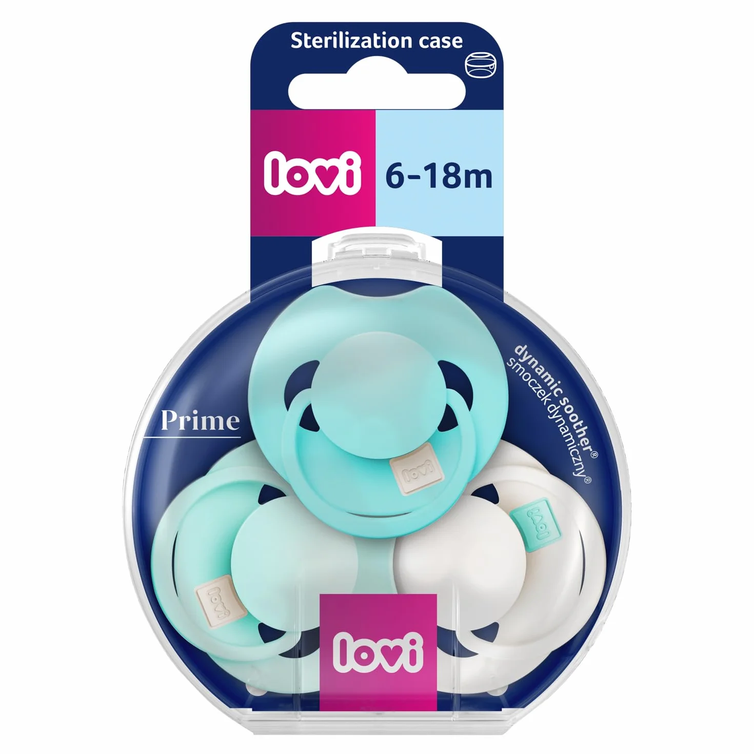 LOVI Prime Tutti Frutti smoczek silikonowy dynamiczny bez BPA, Aqua Green, 6-18 m