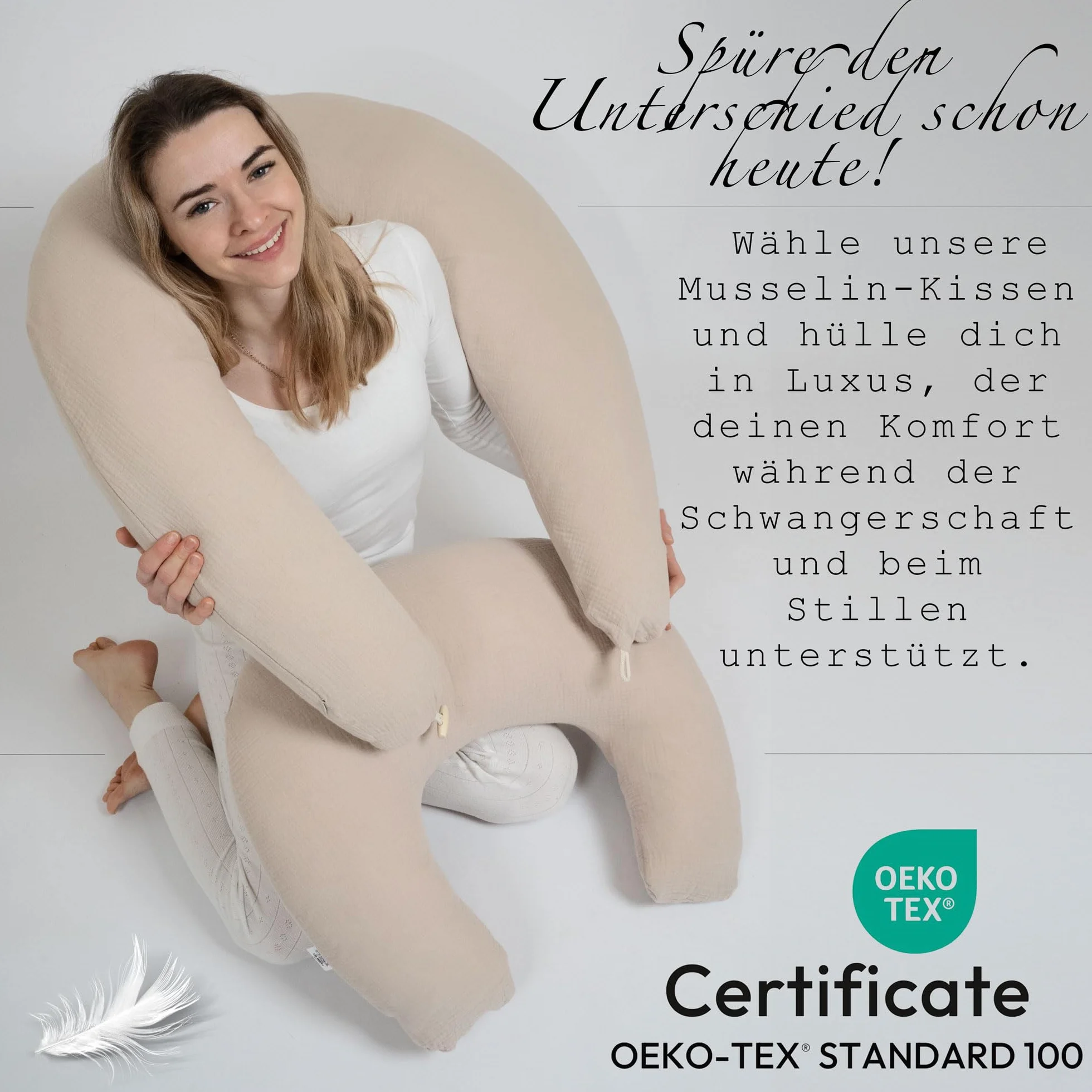 PaLulli® Muslinowa poduszka do karmienia piersią ze 100% bawełny muślinowej – poduszka do karmienia dla niemowląt, poduszka do karmienia dla niemowląt, oddychająca i nadająca się do prania, poduszka