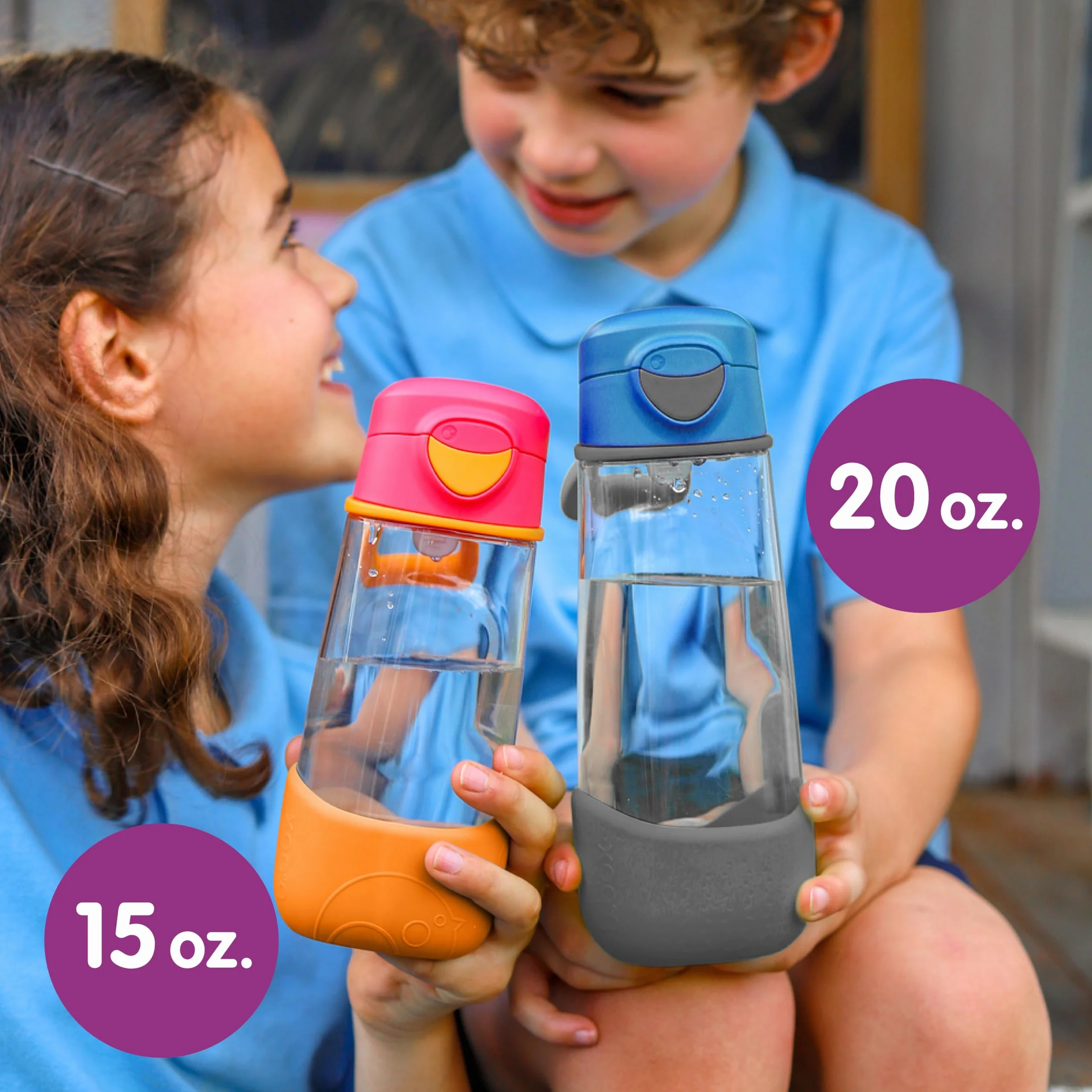 b.box Sportowa butelka na wodę, 600 ml, bez BPA, szczelna, trytanowa, silikon i wysokiej jakości materiały z tworzywa sztucznego dla niemowląt i małych dzieci (róża indygo)