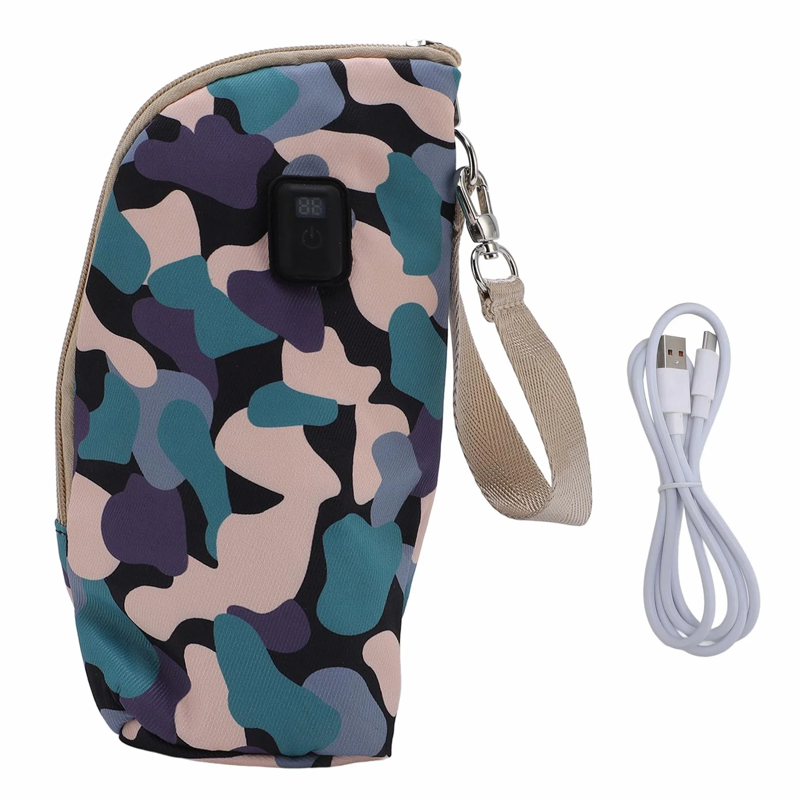 Generic Podgrzewacz do Butelek na Mleko Izolowany Termicznie, Utrzymujący stałą temperaturę 21 ustawień do Karmienia Dziecka w Ruchu Silikonowy Poliester (Camo-czarny)