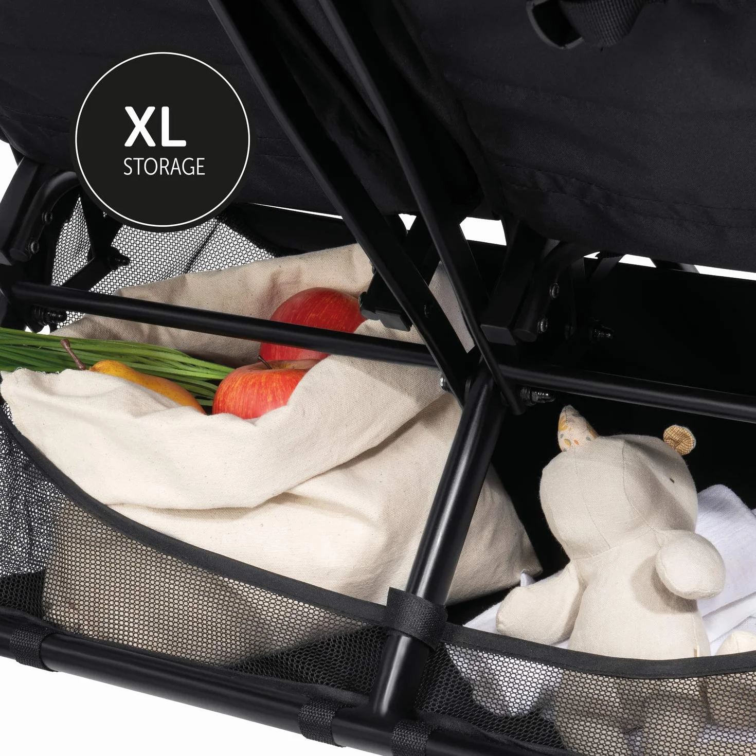 Hauck Podwójny wózek Swift X Duo, składany z funkcją rozkładania od urodzenia, dla 2 dzieci do 15 kg każde, kosz do 6 kg, kółka odporne na przebicie (czarny)