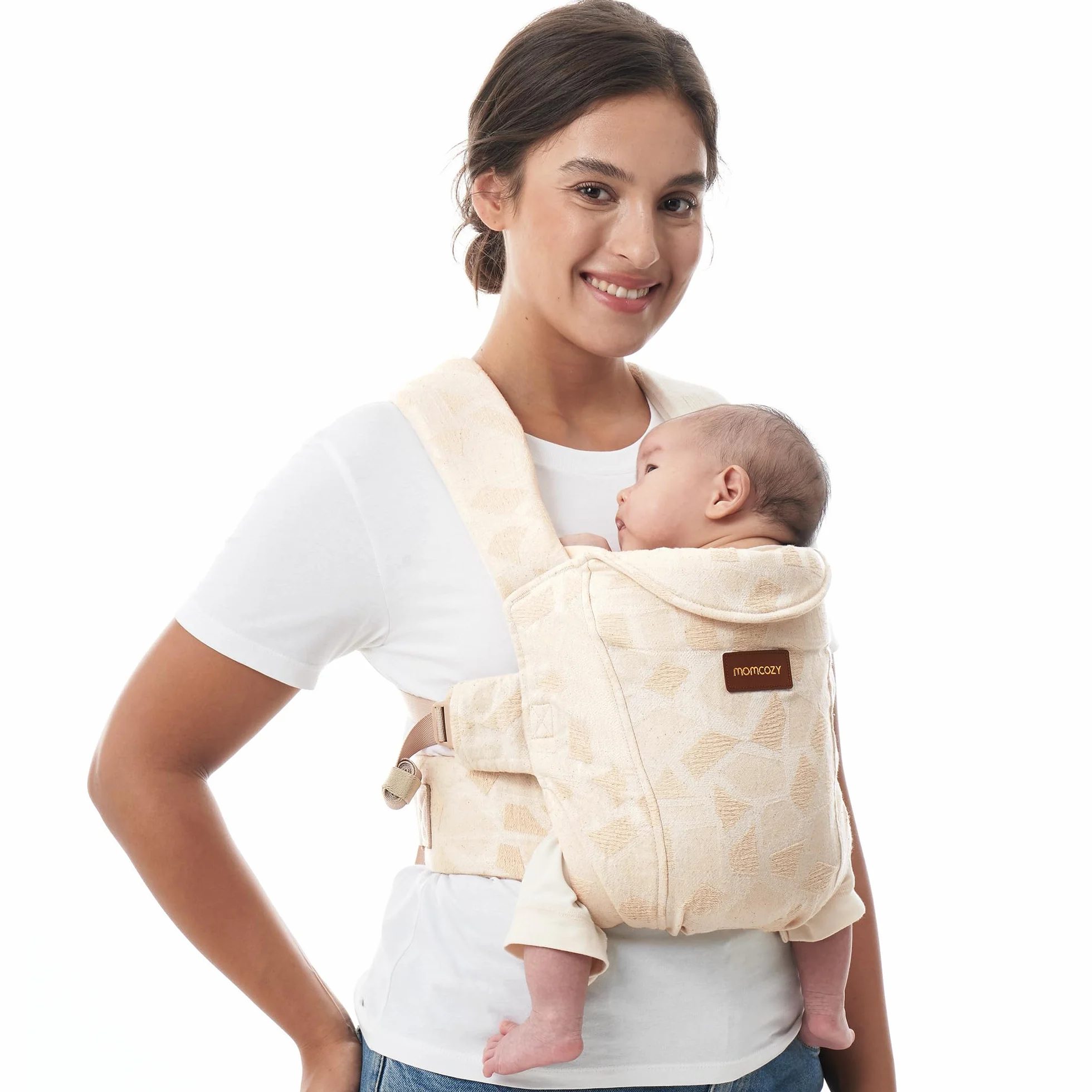 Momcozy Nosidełko dla noworodka od urodzenia | Ergonomiczna pomoc do noszenia z podparciem karku, lekkie i bezpieczne (3-11 kg), geometryczny wzór