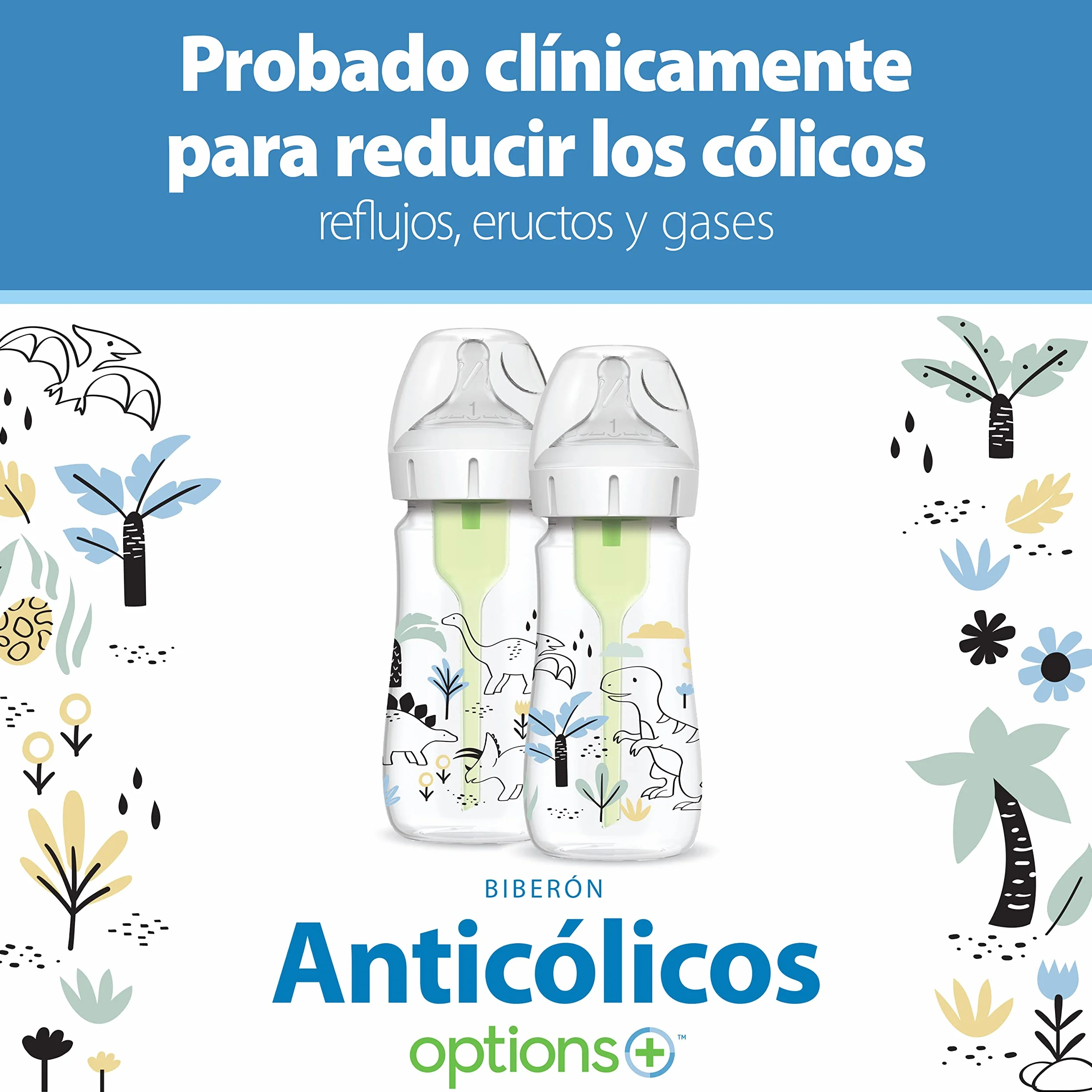 Dr. Brown's Natural Flow Anti-Colic Options+ butelki z szeroką szyjką 270 ml smoczek poziom 1 zestaw 2 szt.