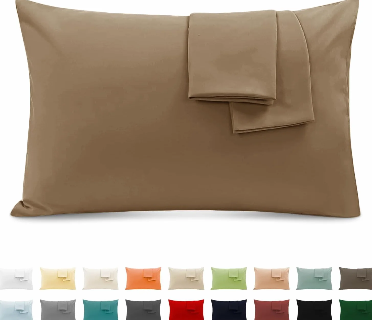 Poszewki na Poduszki Łóżkowe Małżeńskie Bawełna 40x70 cm 2 PCS, Zestaw 2 Poszewek Certyfikowane Oeko-TEX Premium Bawełna 110GSM, Miękkie i Oddychające, Hipoalergiczne - Kremowy
