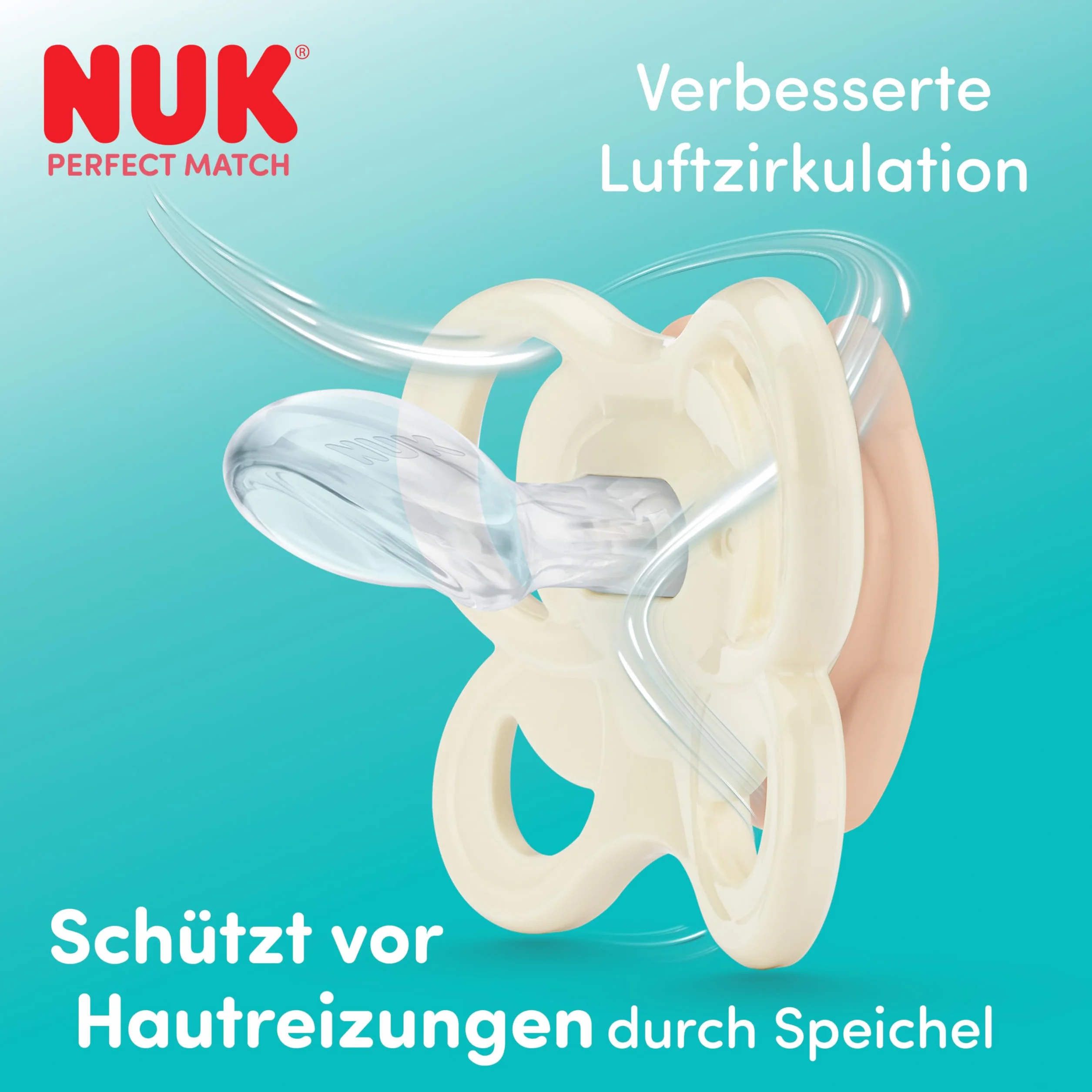 NUK Perfect Match Air Smoczki dla niemowlątwląt | 0-6 m | Ortodontyczne smoczki wspomagające przepływ powietrza i zapobiegające odparzeniom | 95% akceptacji przez niemowlęta** | Miś i Lis | 2 sztuki