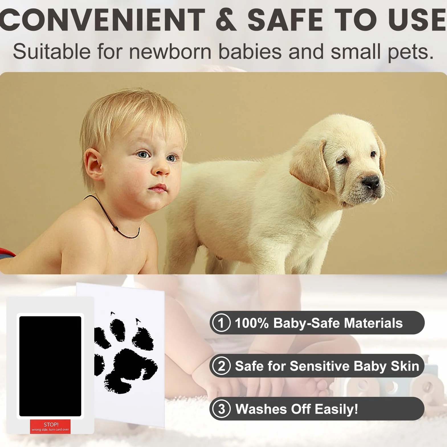 Clean Touch zestaw 10 sztuk poduszek do stempli, odcisk łapy, niemowlęta, noworodka, odciski dłoni dziecka, bez mycia, odciski palców psa, kota, dla zwierząt domowych