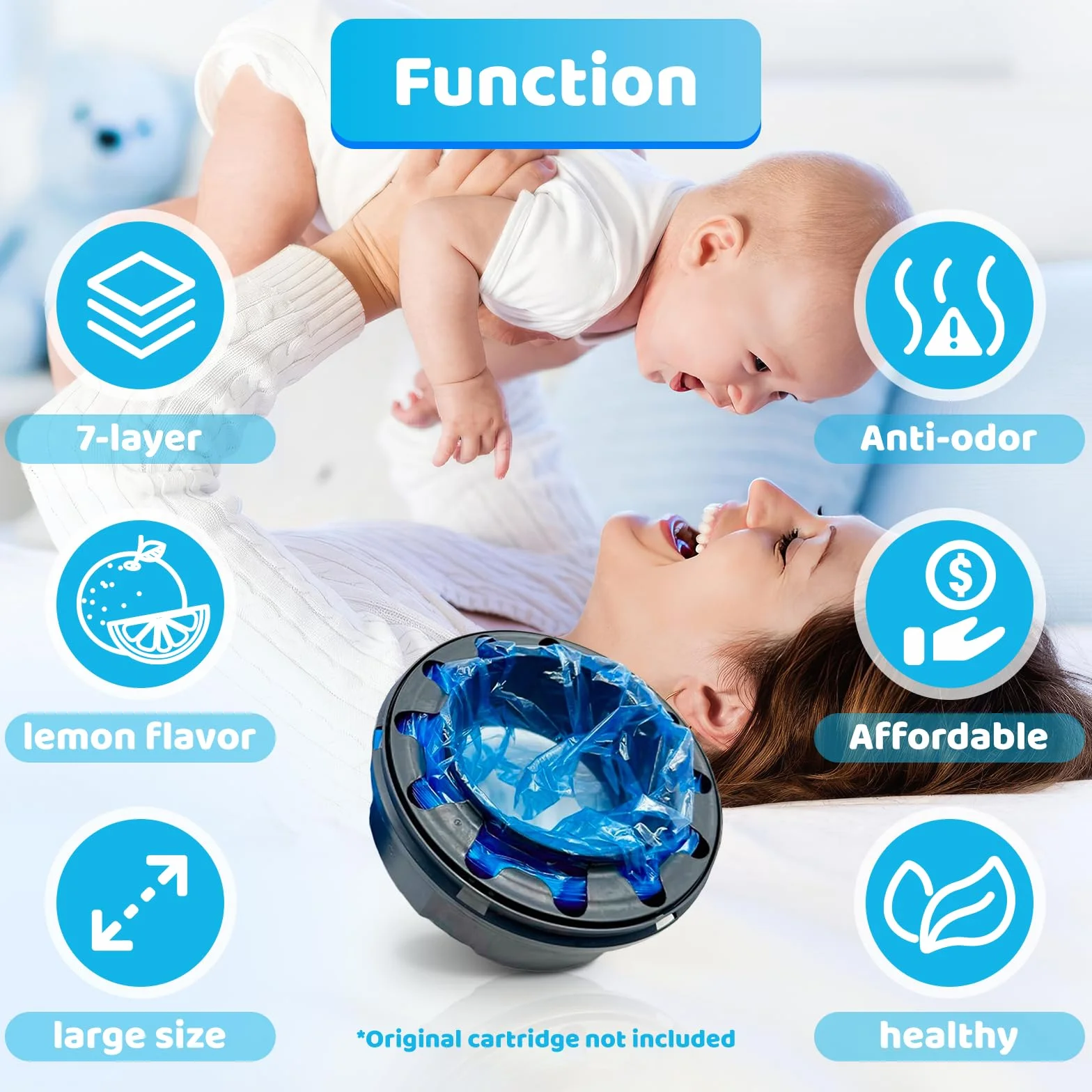 Tommee Tippee Angelcare Wiadro na pieluchy 12 sztuk pojemników folia uzupełniająca ośmiokątne