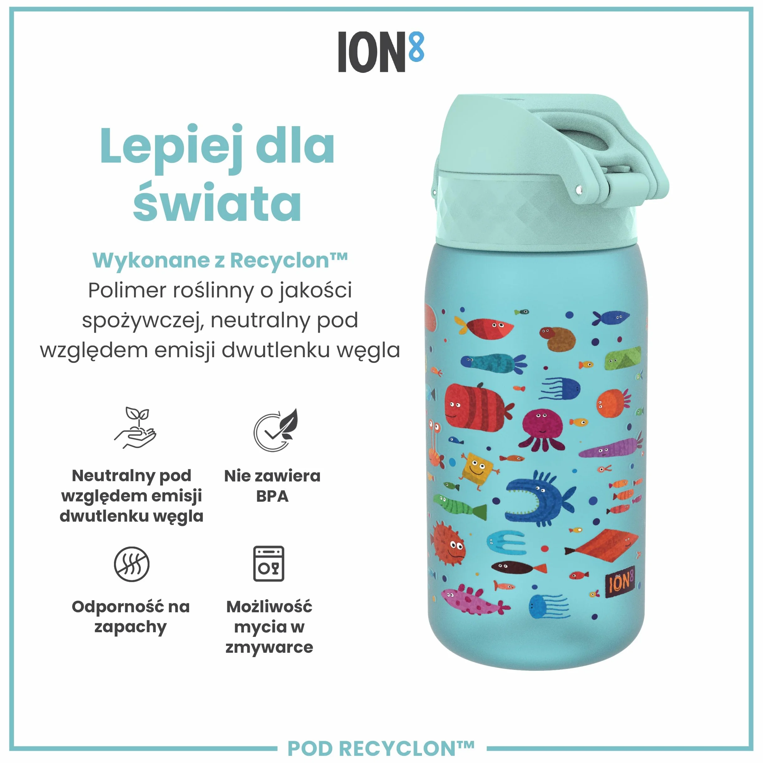 ION8 Butelka dla Dzieci 350 ml Szczelna Bez BPA Mycie w Zmywarce