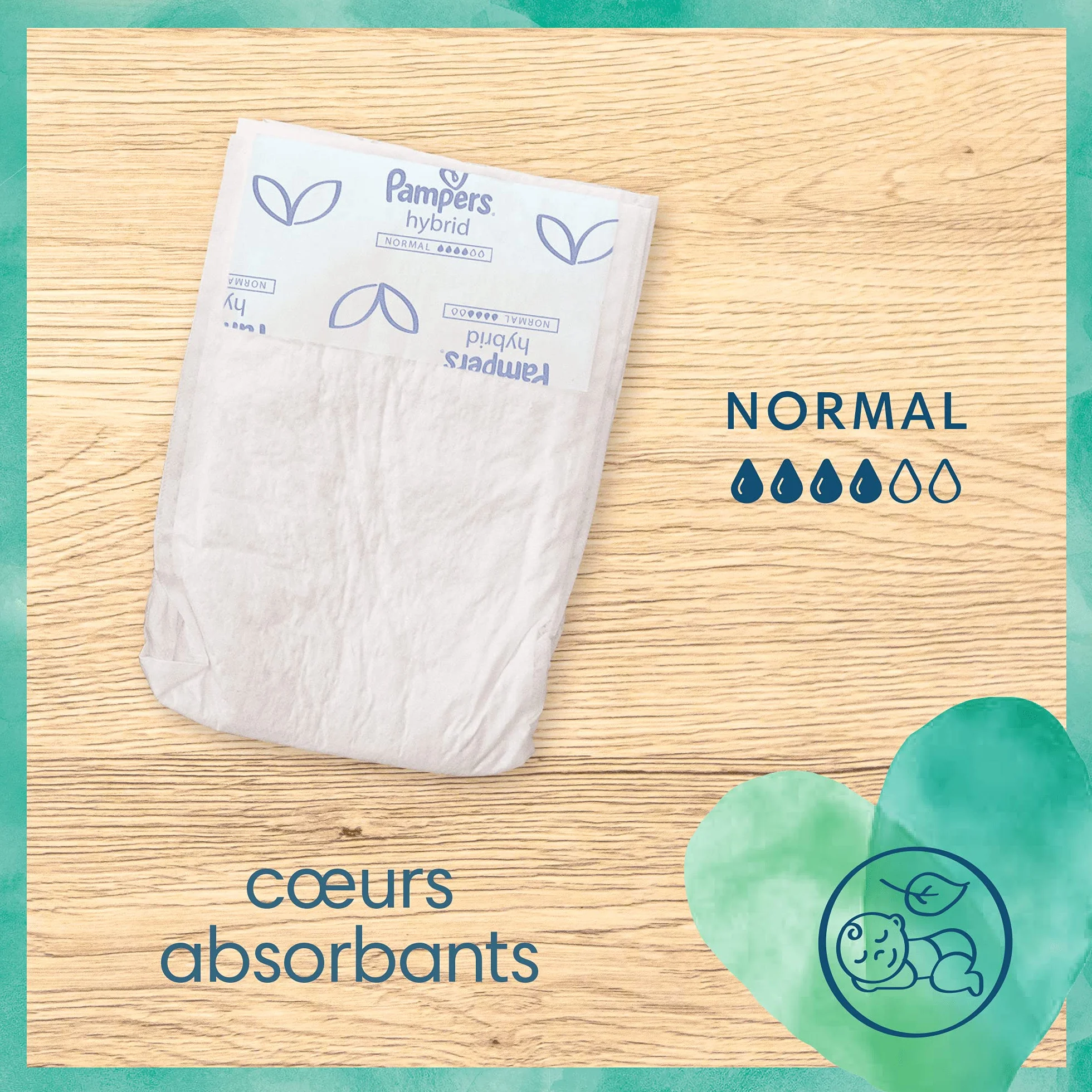 Pampers - Harmony Hybrid Starter Pack, 3 pieluchy do prania + 25 jednorazowych warstw wierzchnich - 1 opakowanie