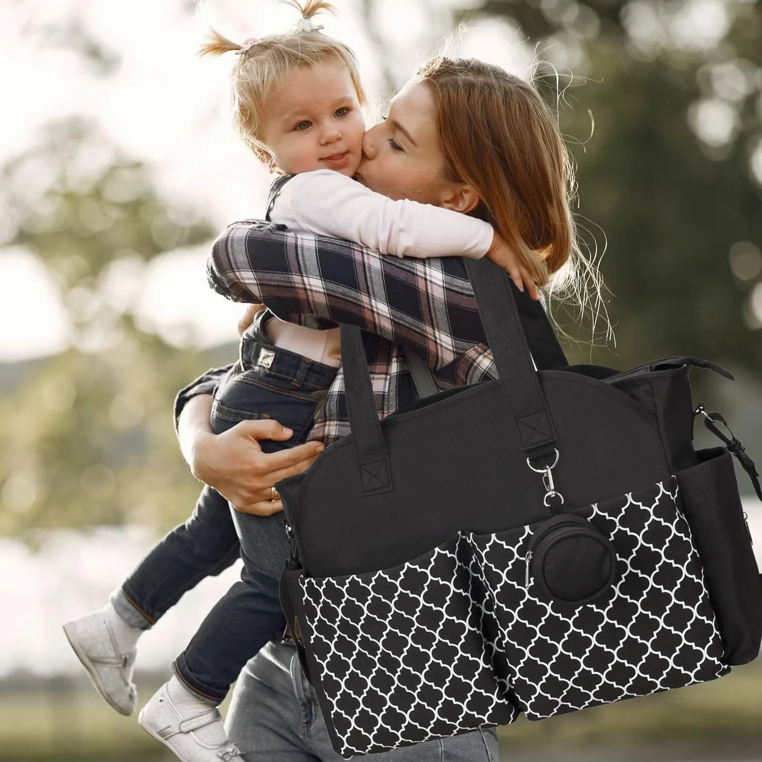 Torba do pieluch 13 kieszeni podróżna z paskiem na ramię duża pojemność
