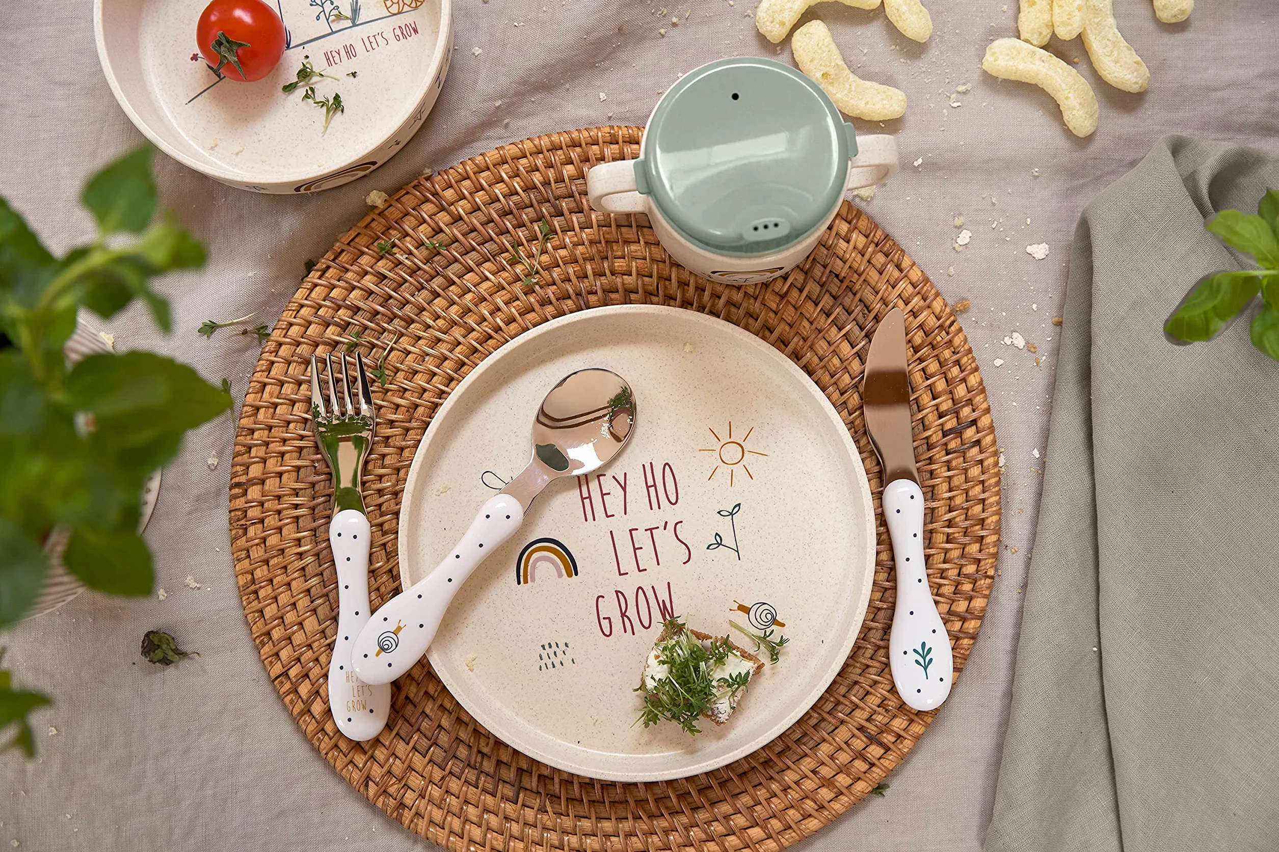 LÄSSIG Talerz dziecięcy bez, nie zawiera BPA, do zmywarki i kuchenki mikrofalowej/Plate Garden Explorer