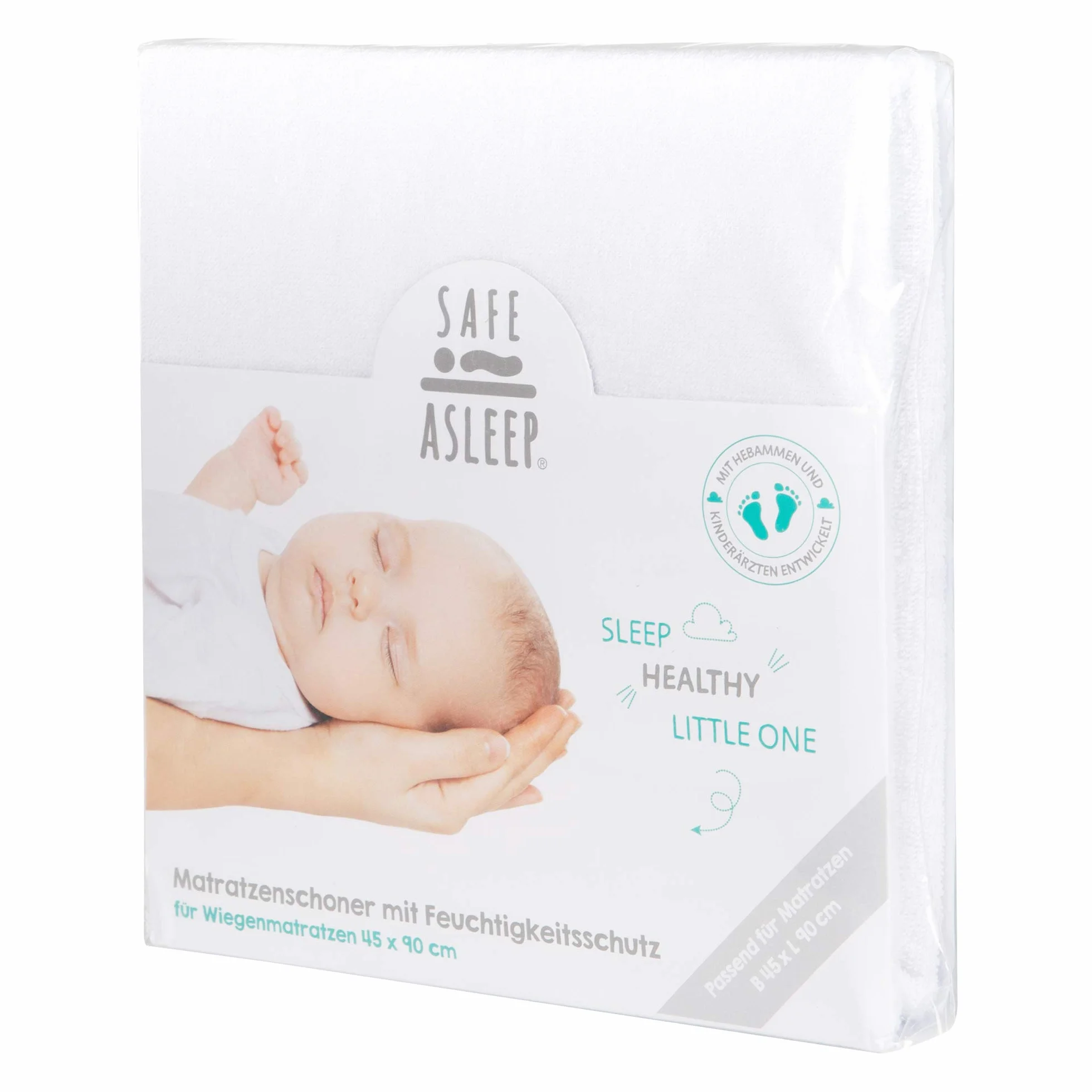 roba Matratzenschoner 40 x 90-45 x 90 cm - Wasserdichte & atmungsaktive Matratzenauflage für Babys/Kinder - safe asleep - GOTS und Oeko-Tex 100 - für Babybetten - Weiß