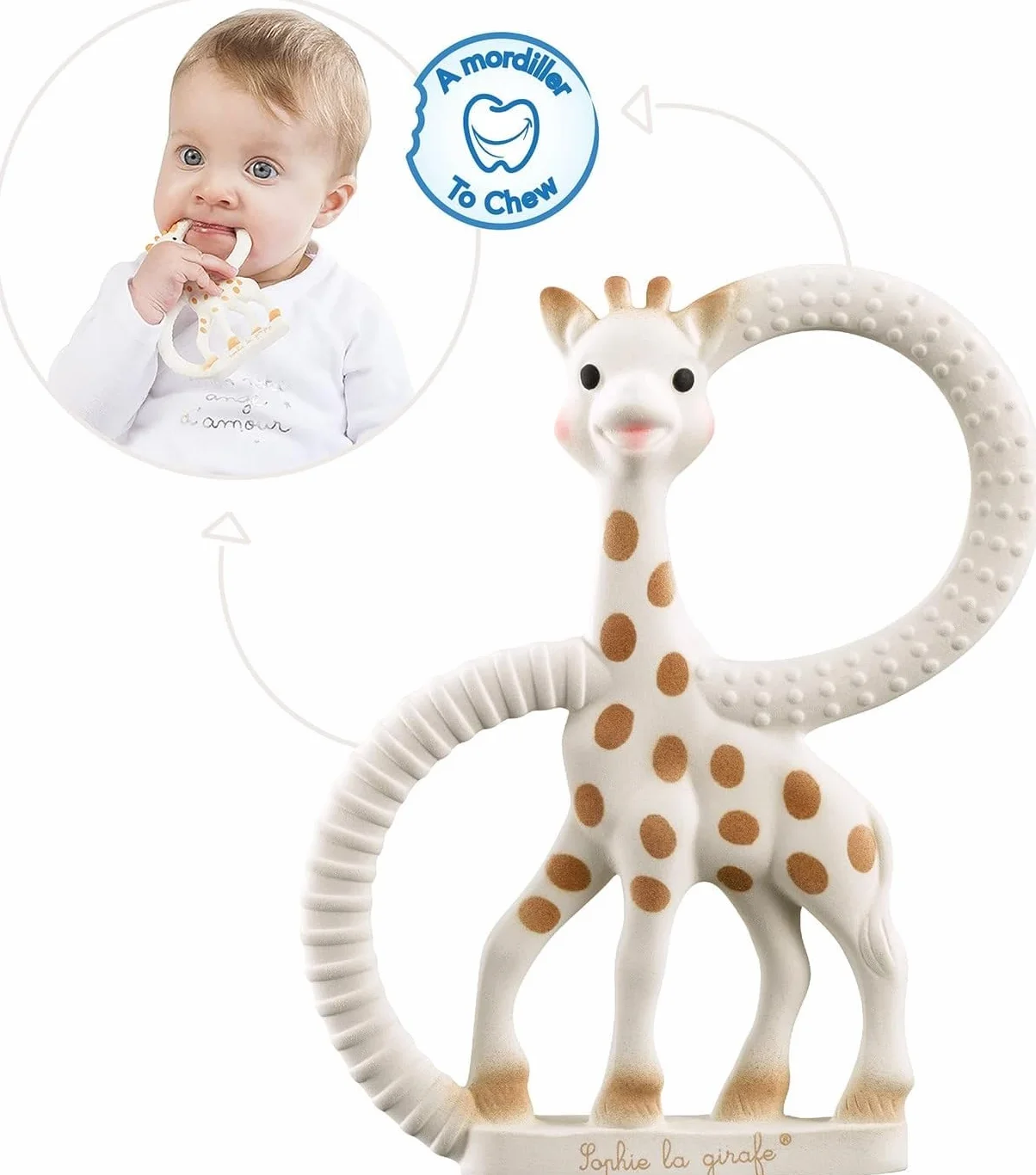 Sophie la girafe Pierścień do ząbkowania dla niemowląt, 100% kauczuk naturalny, bez ftalanów, łatwy do chwytania gryzak, odpowiedni dla noworodków - pudełko świeże