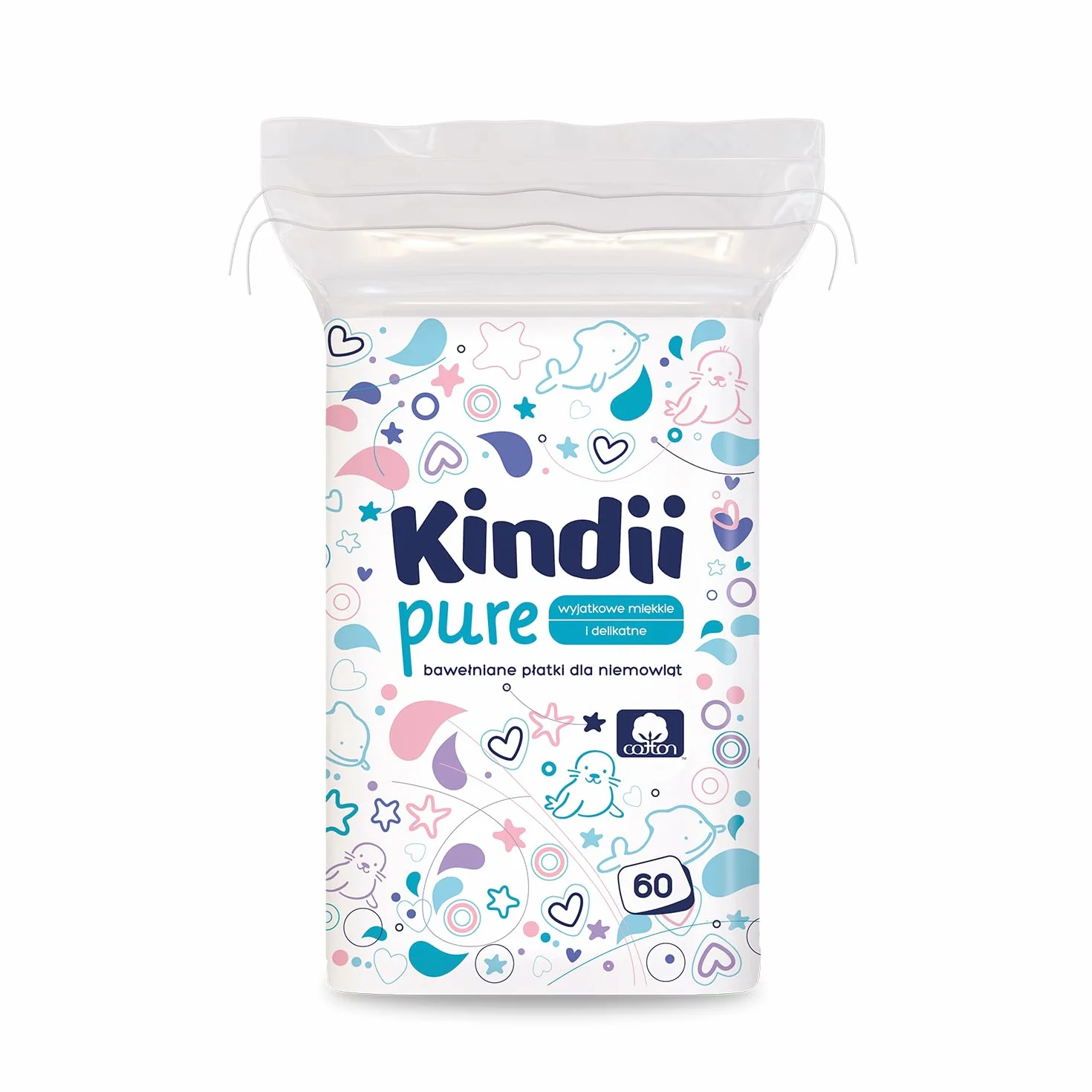 Kindii Pure Baby Pads – 100% bawełna – duże kwadratowe podkładki do skóry wrażliwej – zastępują wilgotne chusteczki – miękkie – miękkie krawędzie – nie strzępią się – 20 x 60 sztuk.