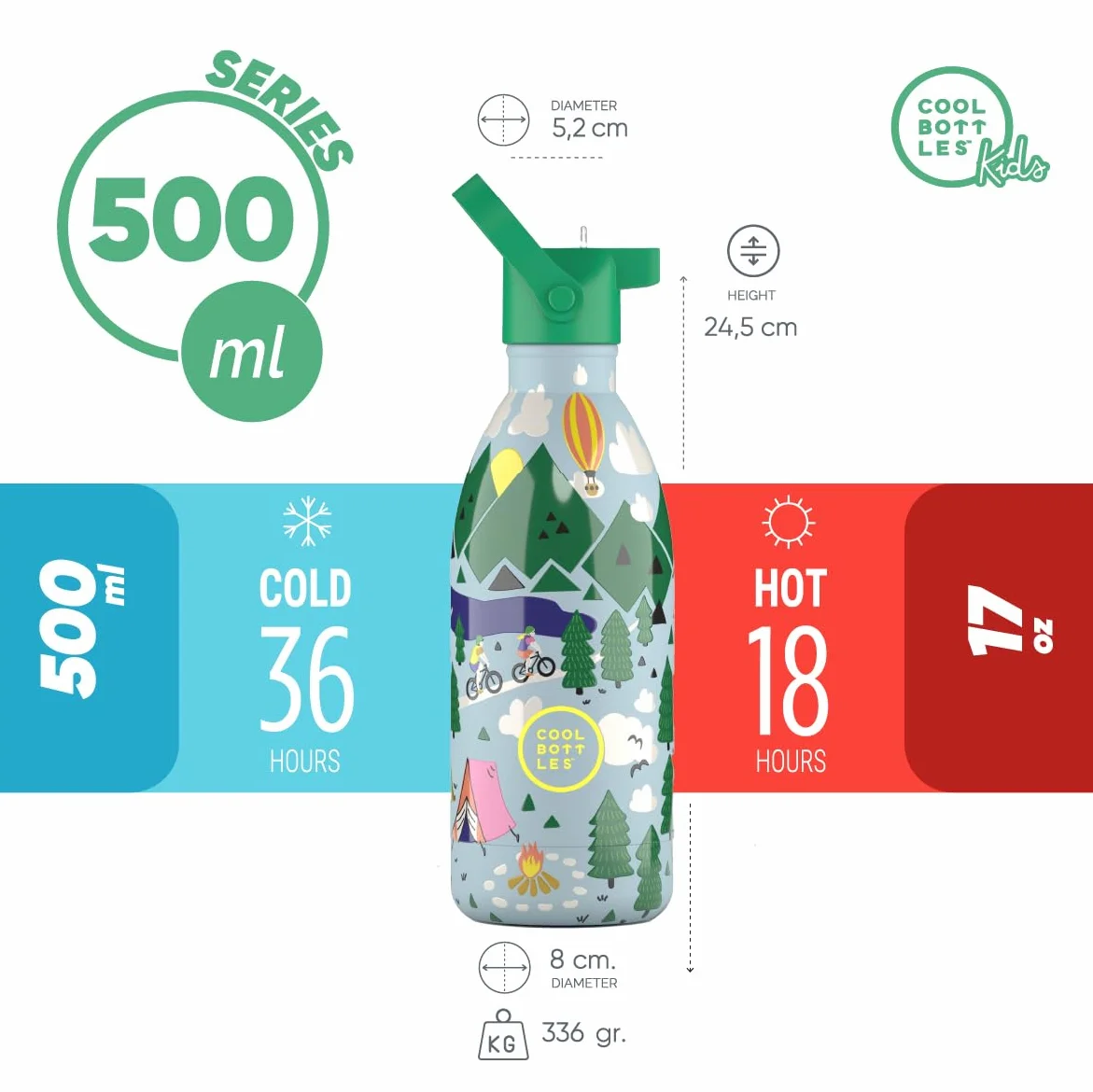 Butelka na wodę ze stali nierdzewnej dla dzieci 500ml termos 36h zimne 18h gorące