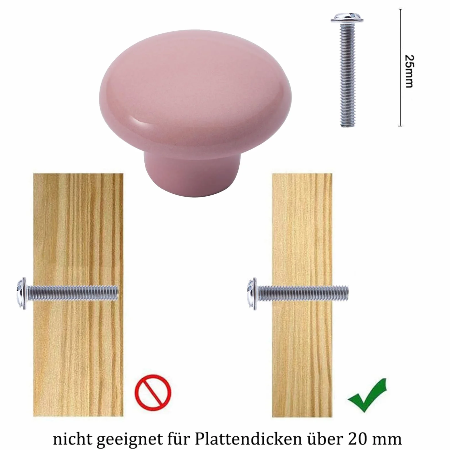NAKUPENDA 6 sztuk gałek meblowych, okrągłe, ceramiczne gałki do szuflad, ceramiczne, okrągłe uchwyty do pokoju dziecięcego, kuchni, szafy, regału na książki (jasnoróżowe)