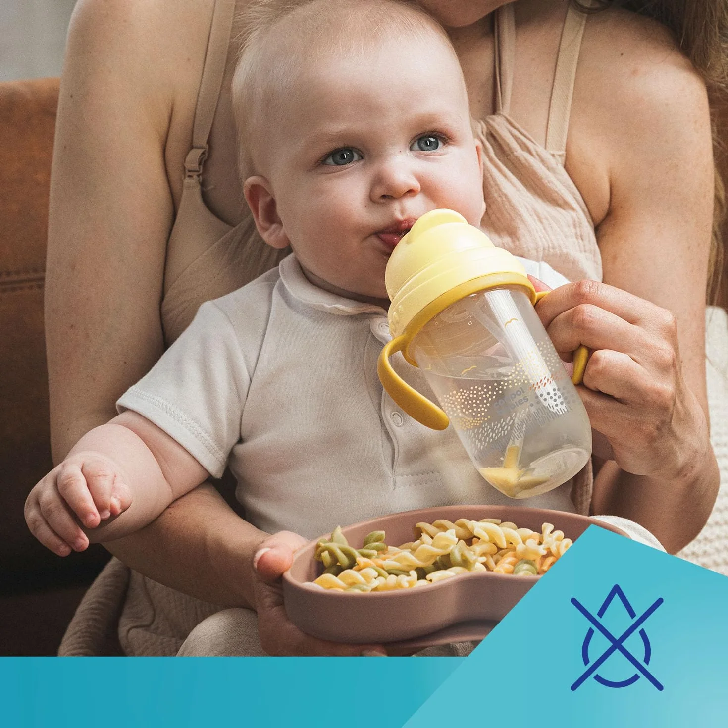 Canpol babies Kubek niekapek z rurką i odważnikiem 270 ml, 6m+, Picie pod każdym kątem, Niekapiąca miękka silikonowa rurka, Szczelna pokrywka (Żółty MOUNTAINS)