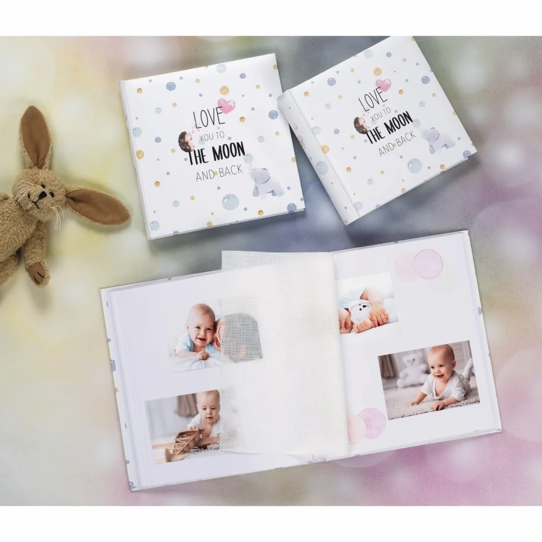 Hama Album dla niemowląt "To The Moon" (album fotograficzny dla niemowląt z 60 stronami dla dziewcząt i chłopców, fotoksiążka dla dzieci na ok. 300 zdjęć, album fotograficzny do samodzielnego