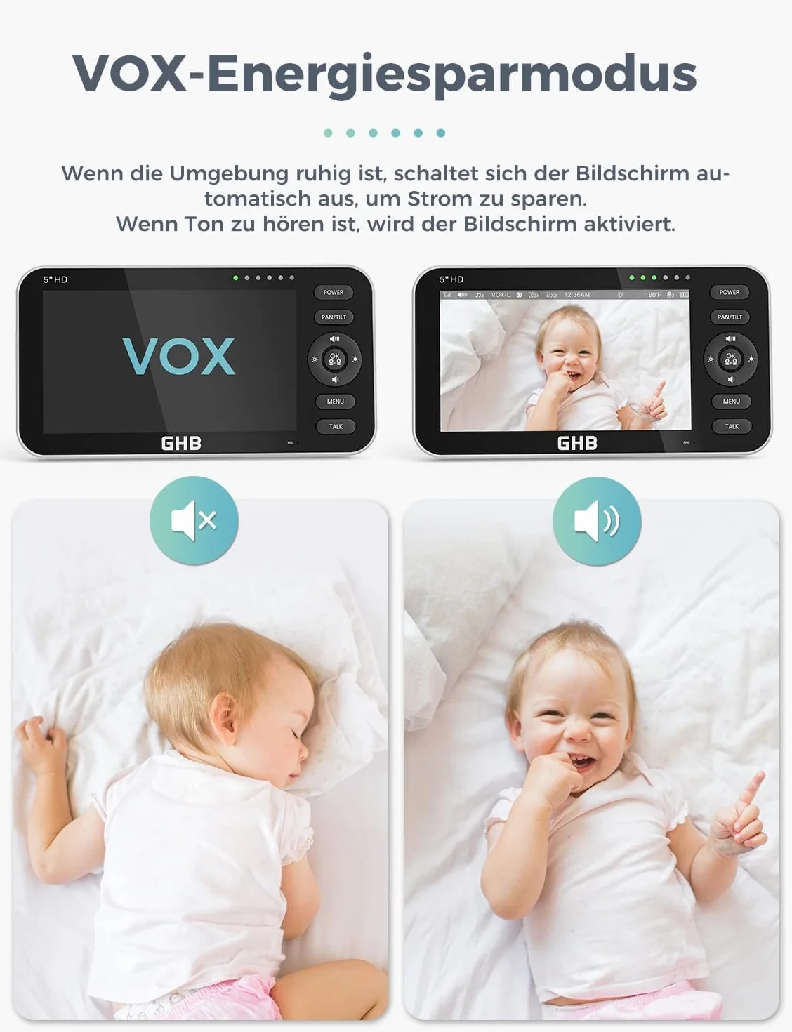 Niania elektroniczna z kamerą 5-calowy wyświetlacz 720P HD IPS akumulator 4000mAh Pan/Tilt 350°/110° VOX noktowizja