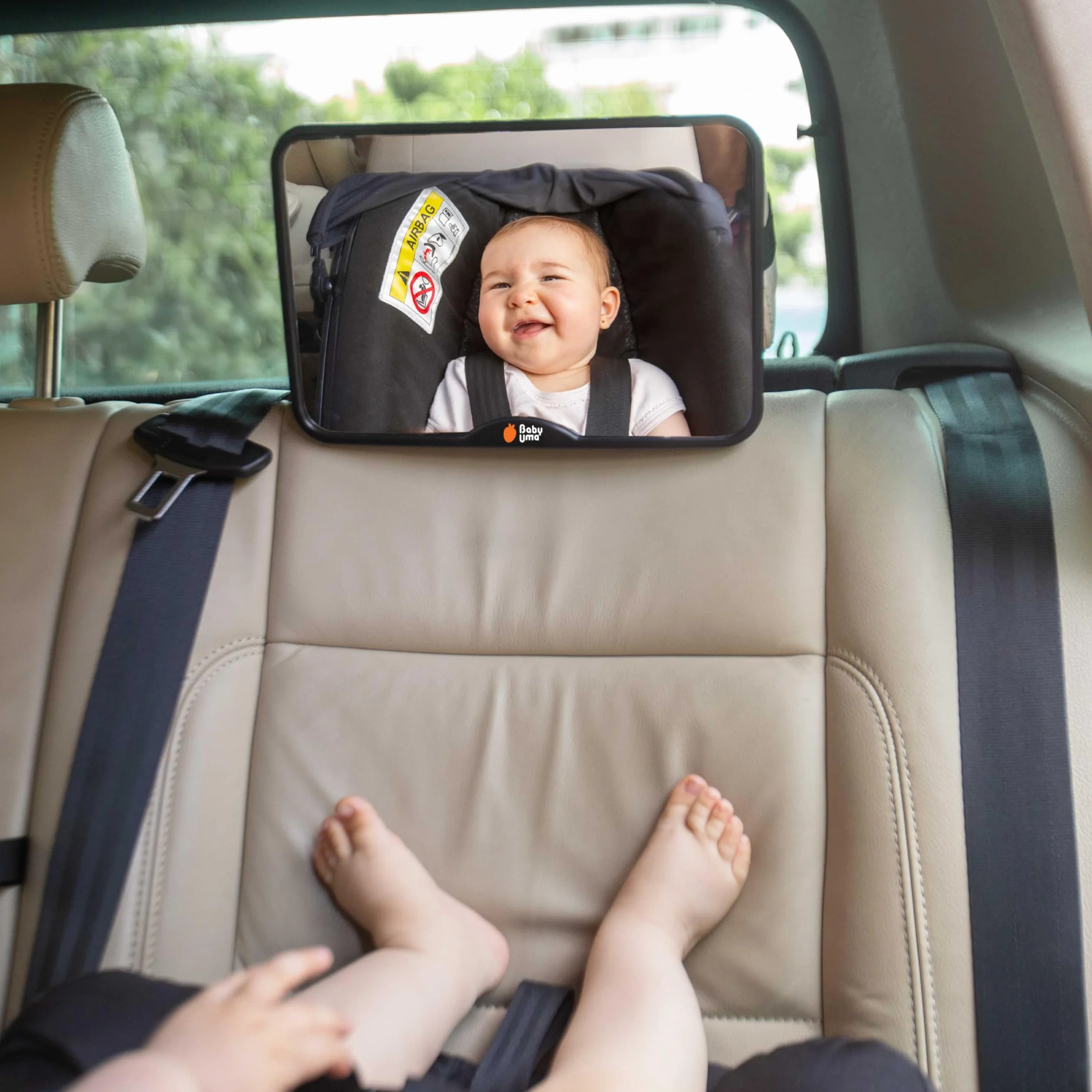 Baby Uma Lusterko samochodowe na tylne siedzenie dla niemowląt, dobra widoczność, nietłukące się, łatwe zakładanie i zdejmowanie z antypoślizgowymi klamrami, lusterko wsteczne, akcesoria samochodowe