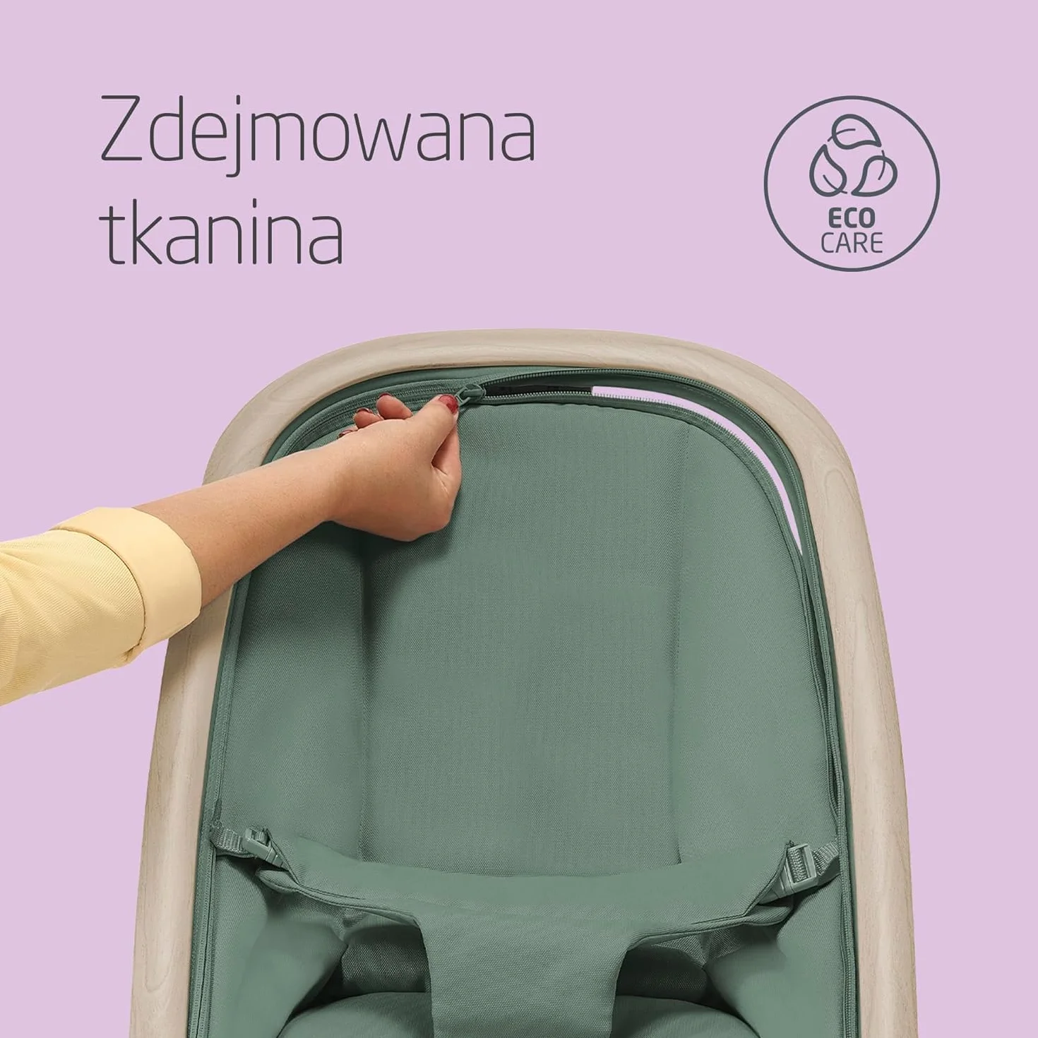 Maxi-Cosi Bujaczek Leżaczek Kori 2 w 1, 0–2 lata, 15 kg, 3 pozycje odchylania, Uprząż Easy-in, Lekki Kompaktowy, Beyond Green