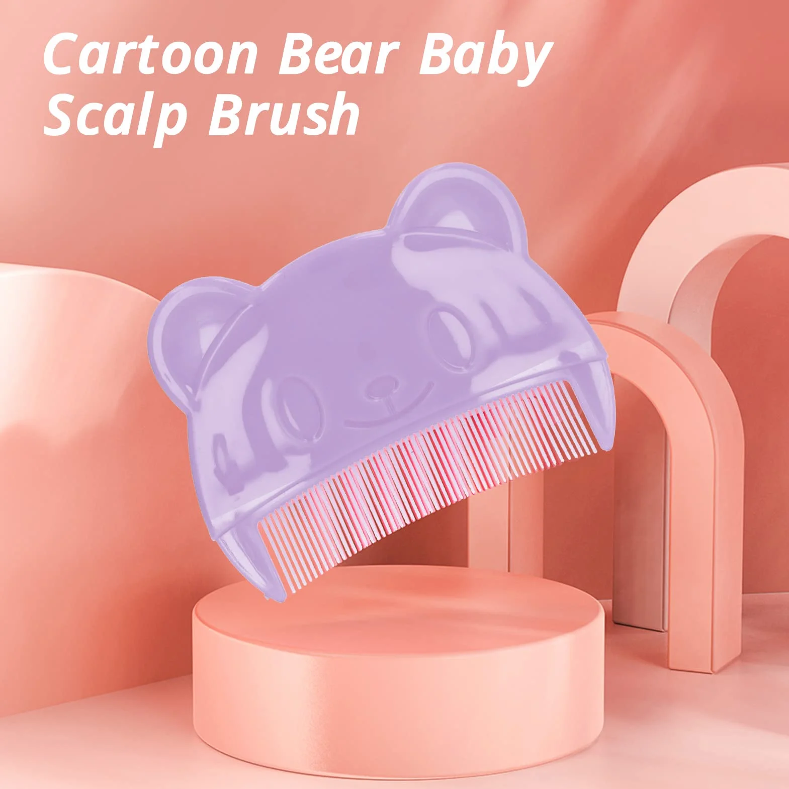 Szczotka do Kąpieli dla Dzieci, Szczotka do Kołyski Oraz Grzebień, Miękka Baby Bath Silicone Brush Set z Cradle Cap Bristle Brush i Pudełko do Przechowywania Idealny dla Noworodków i(Fioletowy)