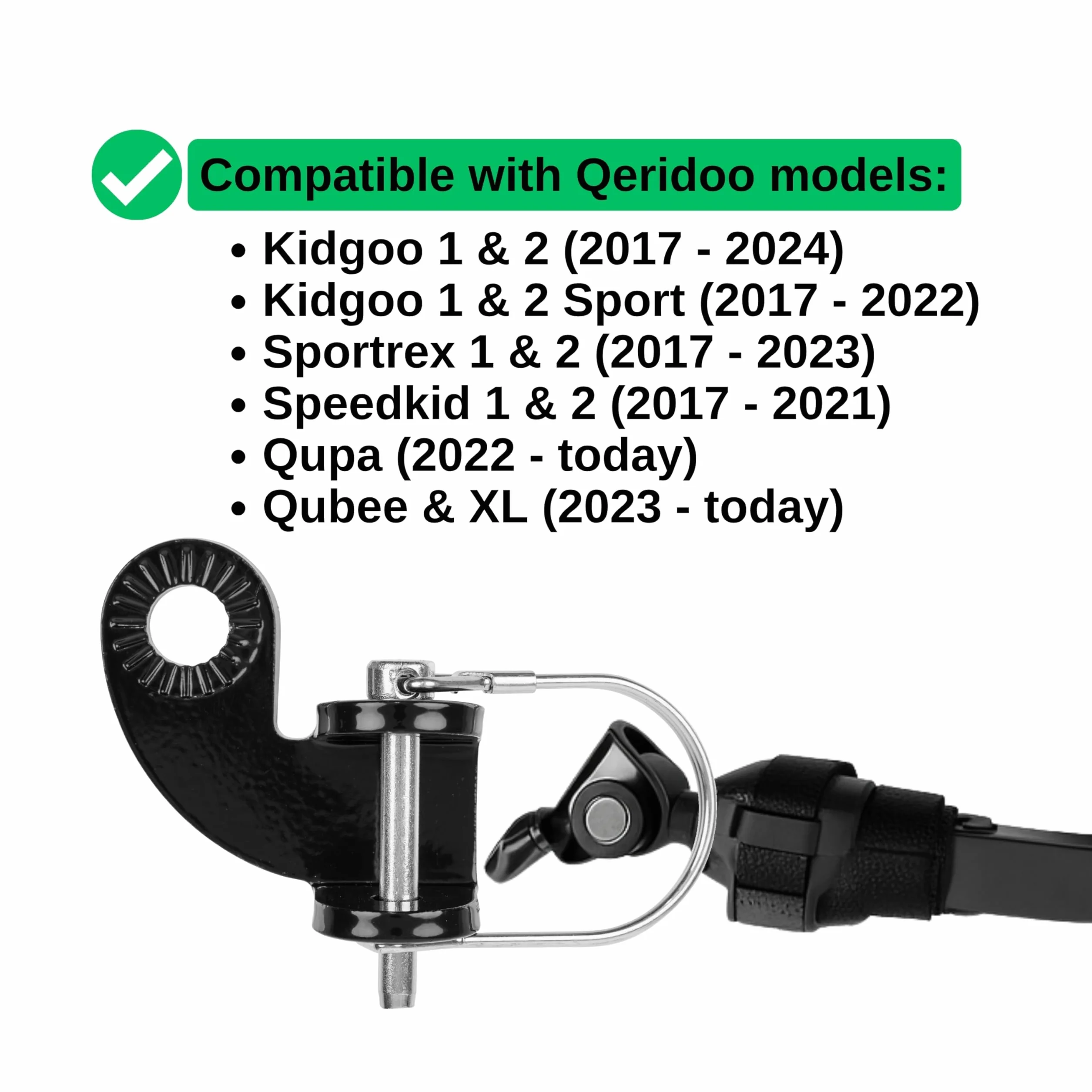 Zaczep do przyczepki rowerowej 2 szt Czarny z zawleczką zabezpieczającą kompatybilny Qeridoo Speedkid Sportrex Kidgoo MJ 2017-2022