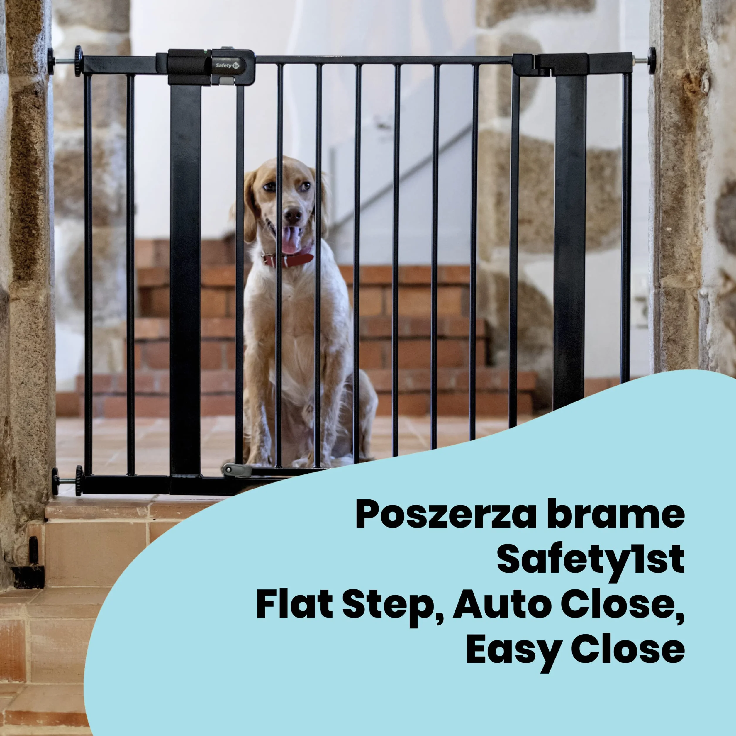 Safety 1st Easy Close Metal Rozszerzenie Bramki 7cm, bez Wiercenia, Łatwa Instalacja Rozszerzenia Bramki Schodowej, Rozszerzenie do Bramka Zabezpieczającej Montowanej na Wcisk, Kolor Czarny
